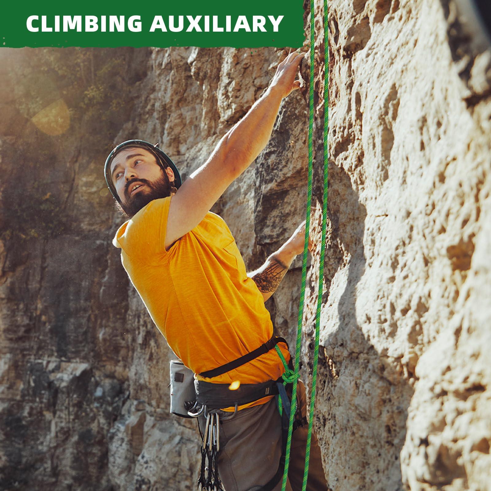 1/2 Inch Climbing Rope 150 Ft Green - 48 Strands Tree Climbing,1/2in Arborist Rope,Rappelling Rope,Static Nylon Polyester Braided Rope,Bull Rope for Tree Pulling,Nautical Rigging Rope Swing - Image 2