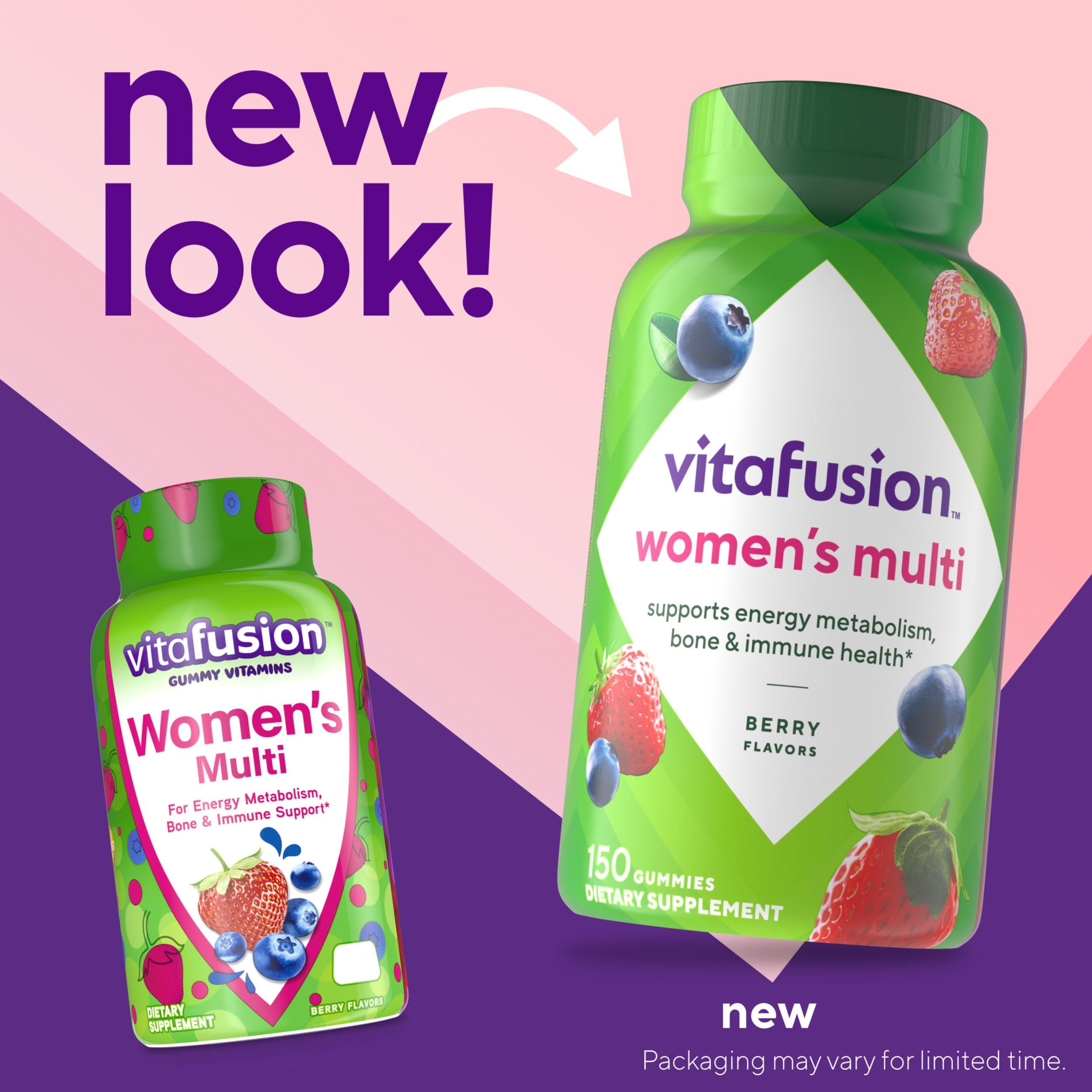 Vitafusion Womens Multivitamin Gummies, Berry Flavored Daily Vitamins for Women with Vitamins A, C, D, E, B-6 and B-12, 150 Count, 75 Day Supply, 150 Count - Image 2