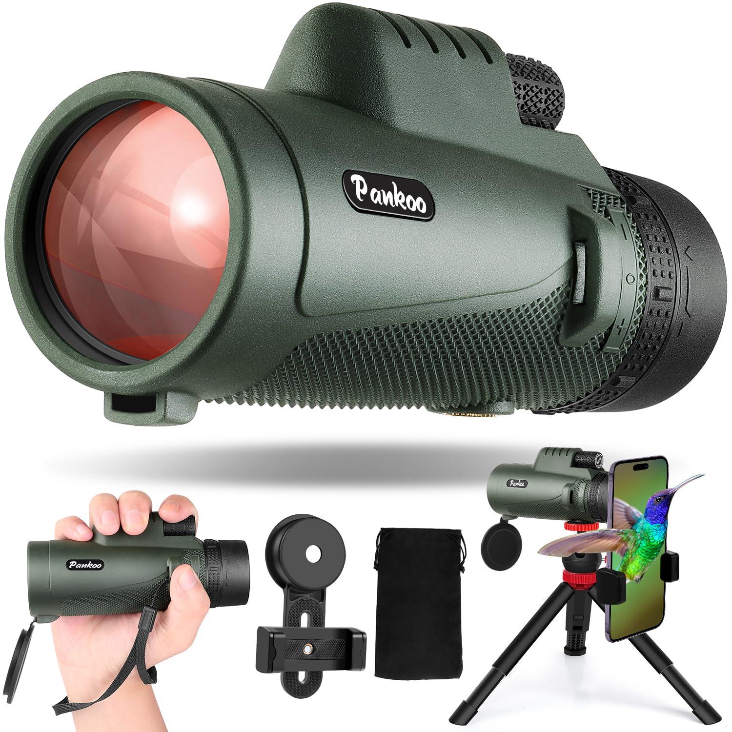 Pankoo 40X60 Monocular Telescope with Smartphone Holder & Upgraded Tripod, 2024 BAK4 Prism FMC Monoculars for Adults, HD Monocular Scope for Bird Watching Hiking Concert Camping Travelling