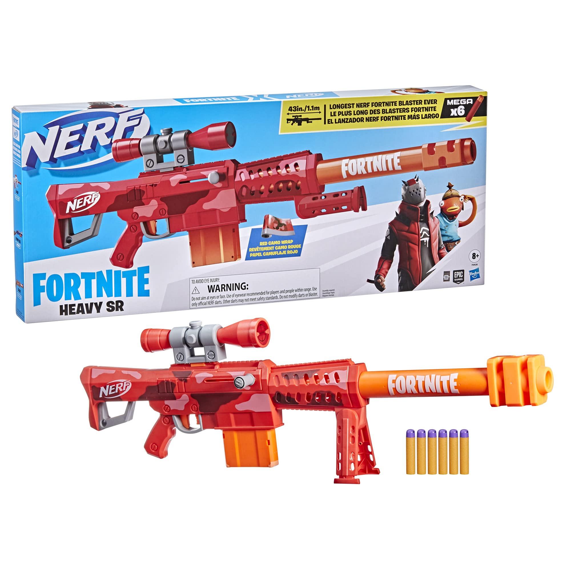 NERF Fortnite Heavy SR Blaster Scope, Big Blaster, 6 Mega Darts, 6-Dart Clip, Kids Toy Foam Blasters, Fortnite Toys for Boys and Girls - Image 3
