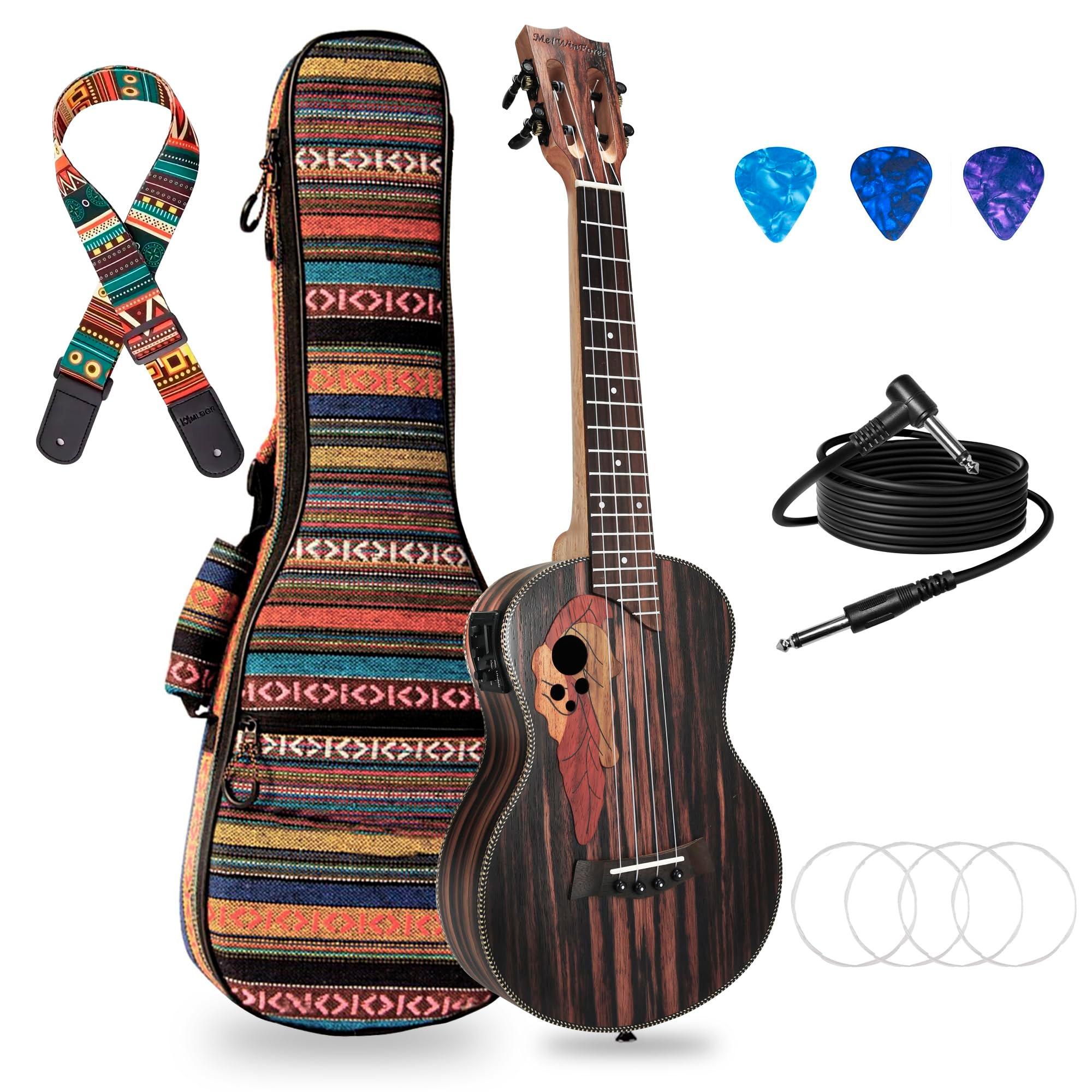 MelWinForee 26-Inch Electric Ukulele Beginner Bundle – Left-Handed Friendly with Amp, Gig Bag, and Accessories