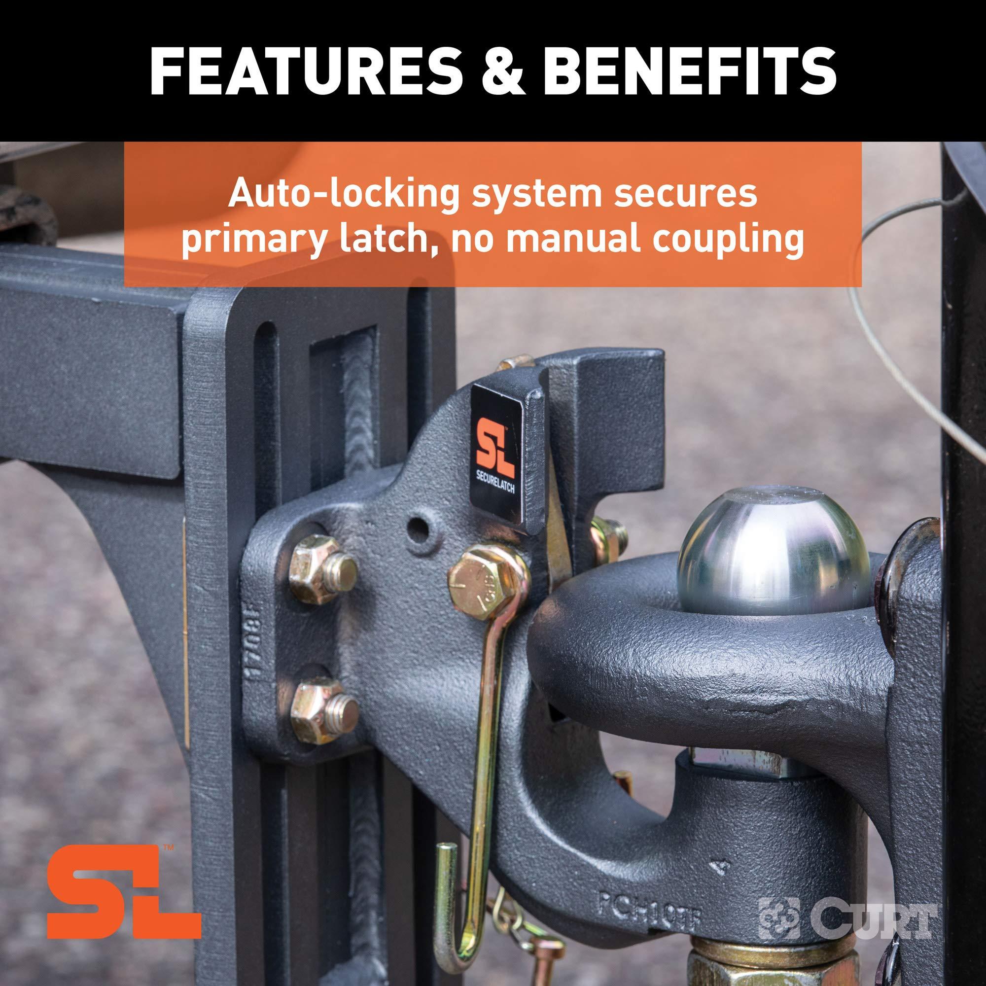 CURT 48410 SecureLatch 2-5/16-Inch Ball and Pintle Hitch Hook Combination, 20,000 Pounds, Mount Required - Image 5