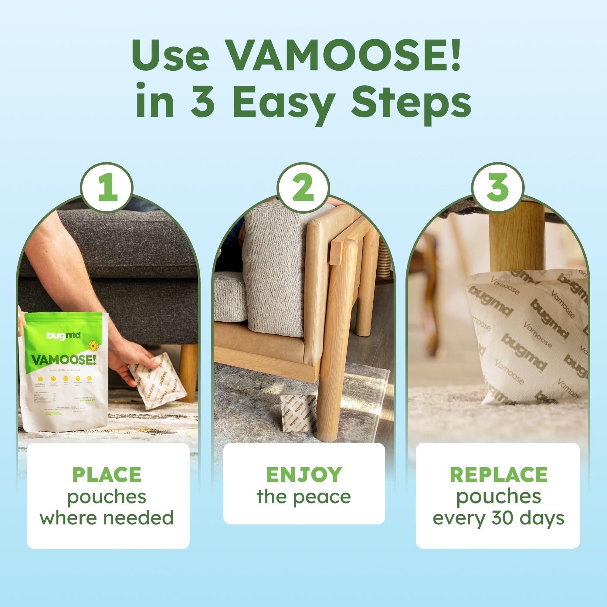 BugMD Vamoose Rodent Repellent Pouches (1 Pack, 4 Pouches) Plant-Powered Rat Repellent, Mouse Deterrent, Indoor & Outdoor Mice Repellent, Best Mouse Repellent, Natural Rat & Mouse Repellent - Image 5