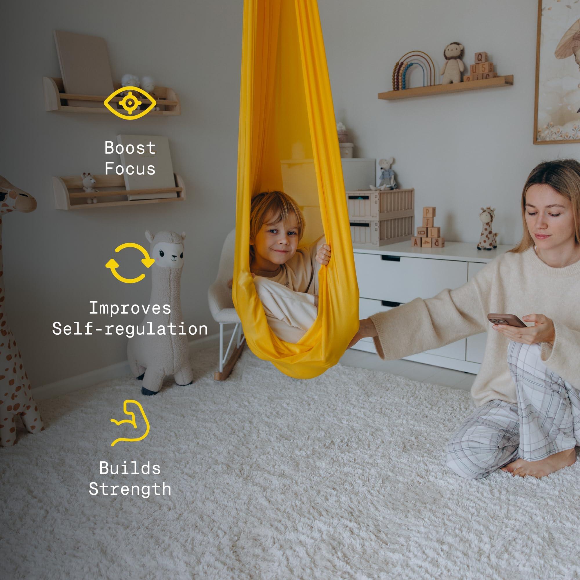 ATA zooz Sensory Swing Indoor & Outdoor - Cotton Spandex Polyester Unique Composition | Kid Swings - Kids Hammock | 59"x59" | Therapy Pod for Kid and Adult Holds Up to 300lbs | Kids Swing - Image 5
