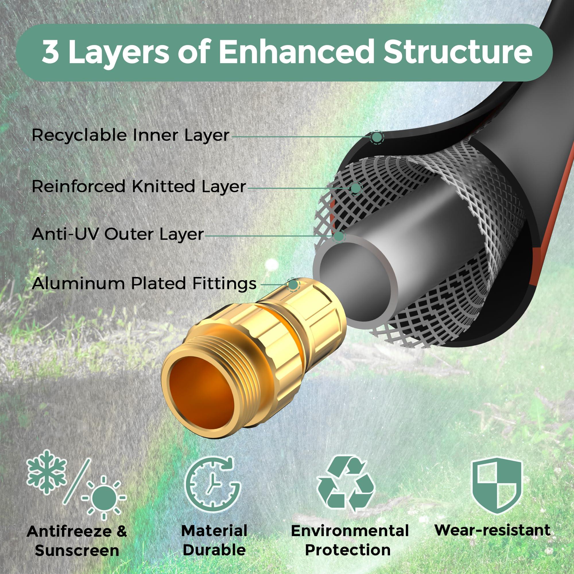 Giraffe Hybrid Garden Hose 5/8" x 50ft, Custom Length, NO Kink, Flexible, Leakproof Hose with Male to Female Fittings, 600 Burst PSI - Image 3