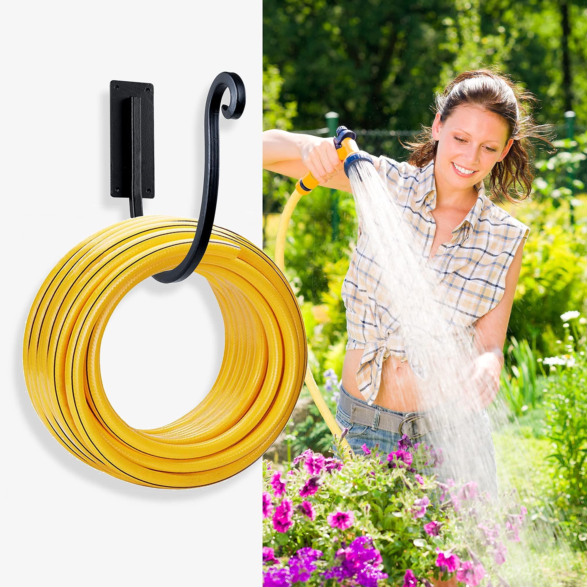 Hose Holder Wall Mount （Metal/8-Inch） Heavy-Duty Garden Hose Hanger Outdoor, Hand-Forged Hose Rack Mount - Image 4