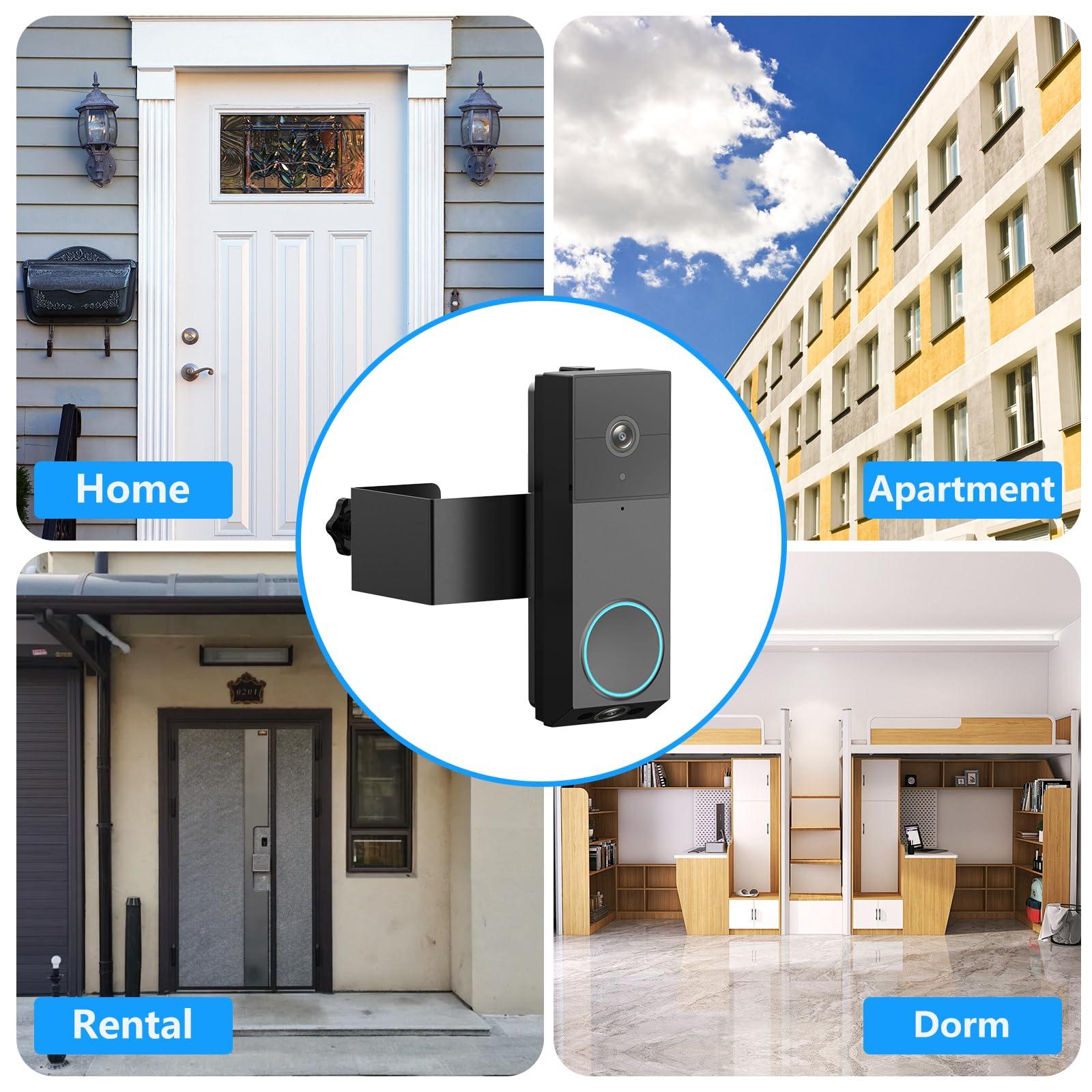 Anti-Theft Door Mount for Wyze Duo Cam Doorbell Only, No-Drill Wyze Doorbell Camera Mount, Metal Adjustable Door Bell Kits for Home Rentals Room Black - Image 7