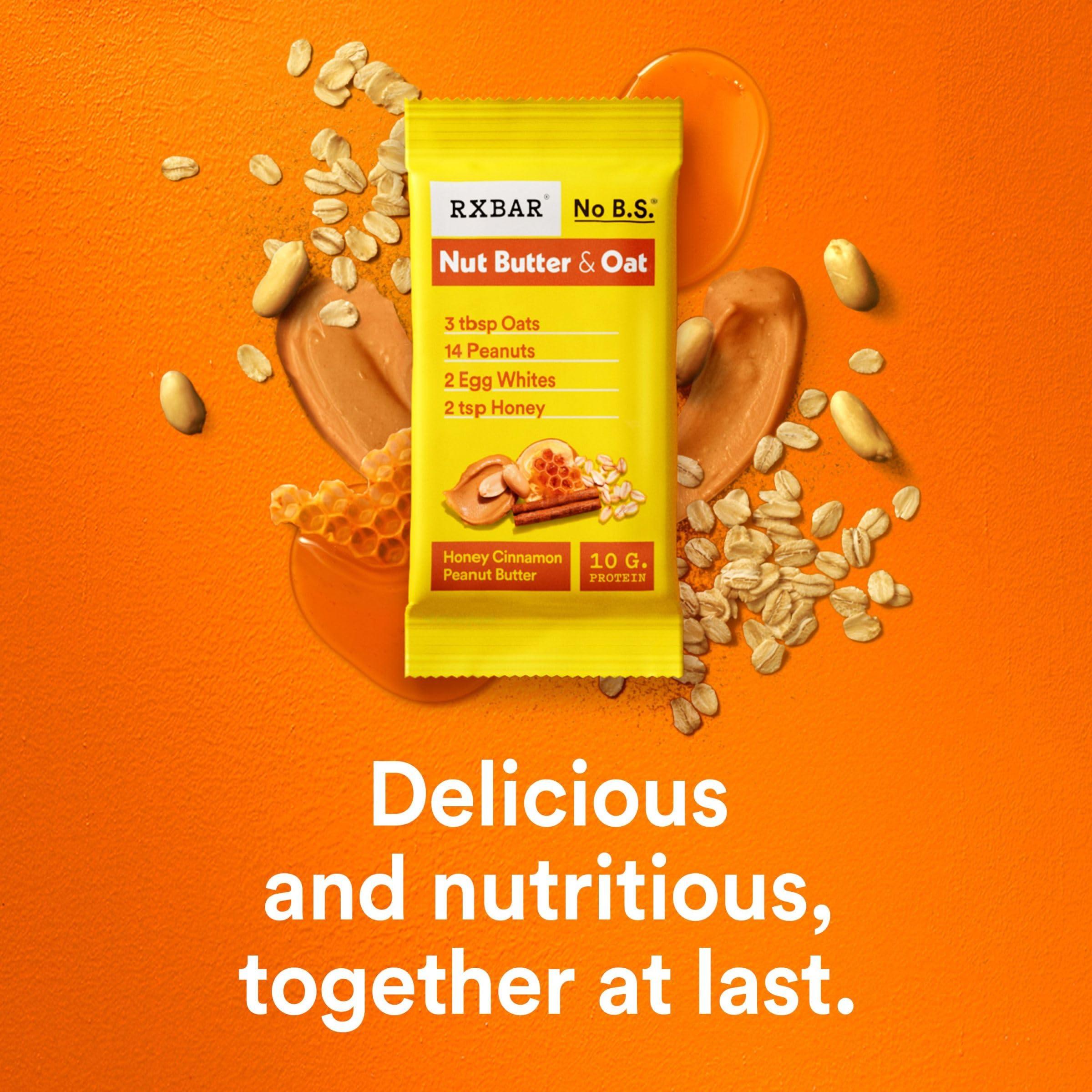 RXBAR Nut Butter and Oat Protein Bars, Protein Snacks, Snack Bars, Honey Cinnamon Peanut Butter, 23.2oz Box (12 Bars) - Image 6