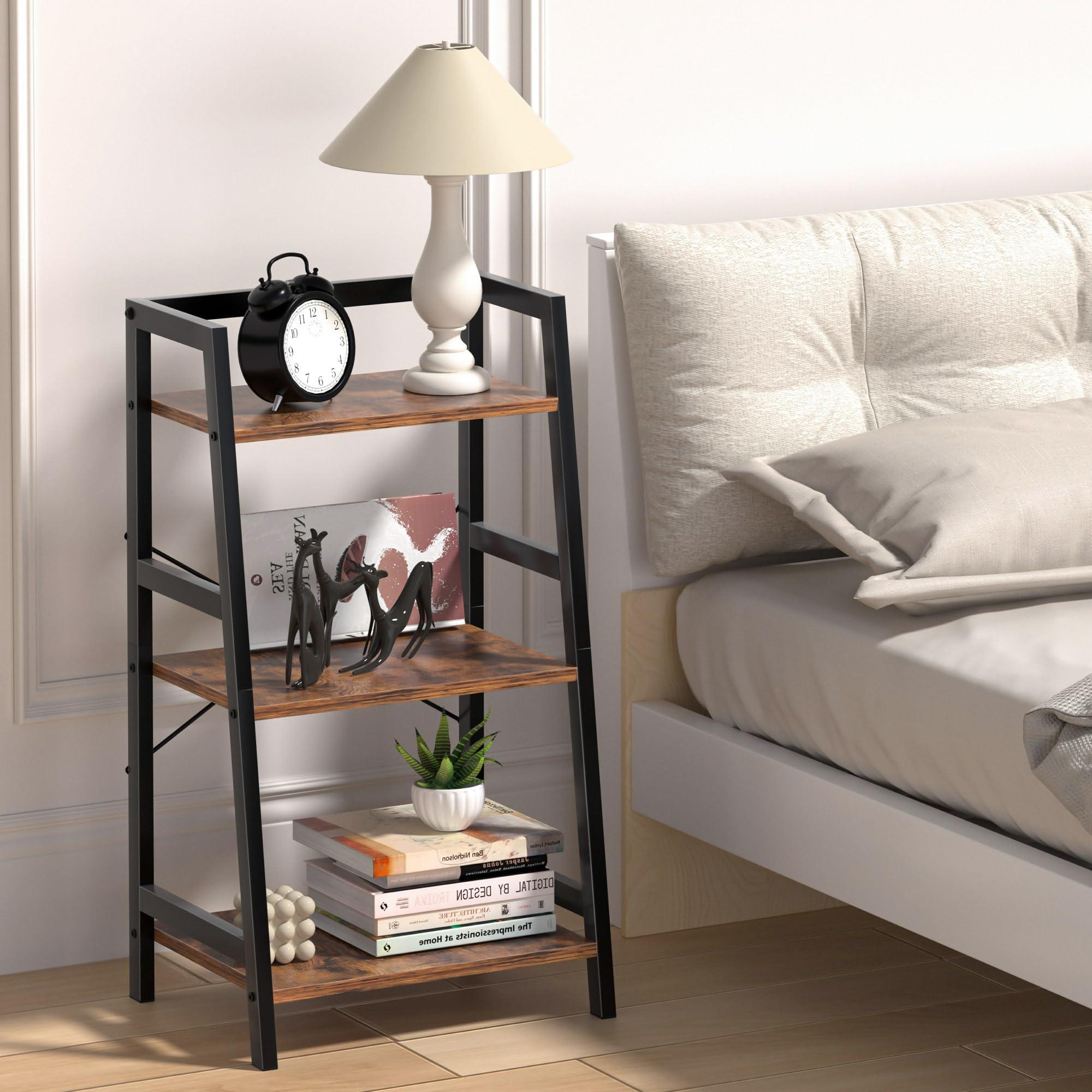 Bookshelf, Bookcase for Small Spaces, 3-Tier Shelf Bookcase, Short Shelf Storage Organizer for Living Room, Bedroom, Home Office, Kitchen, 11.8 "D x 16.5" W x 31.3 "H, Rustic Brown - Image 2