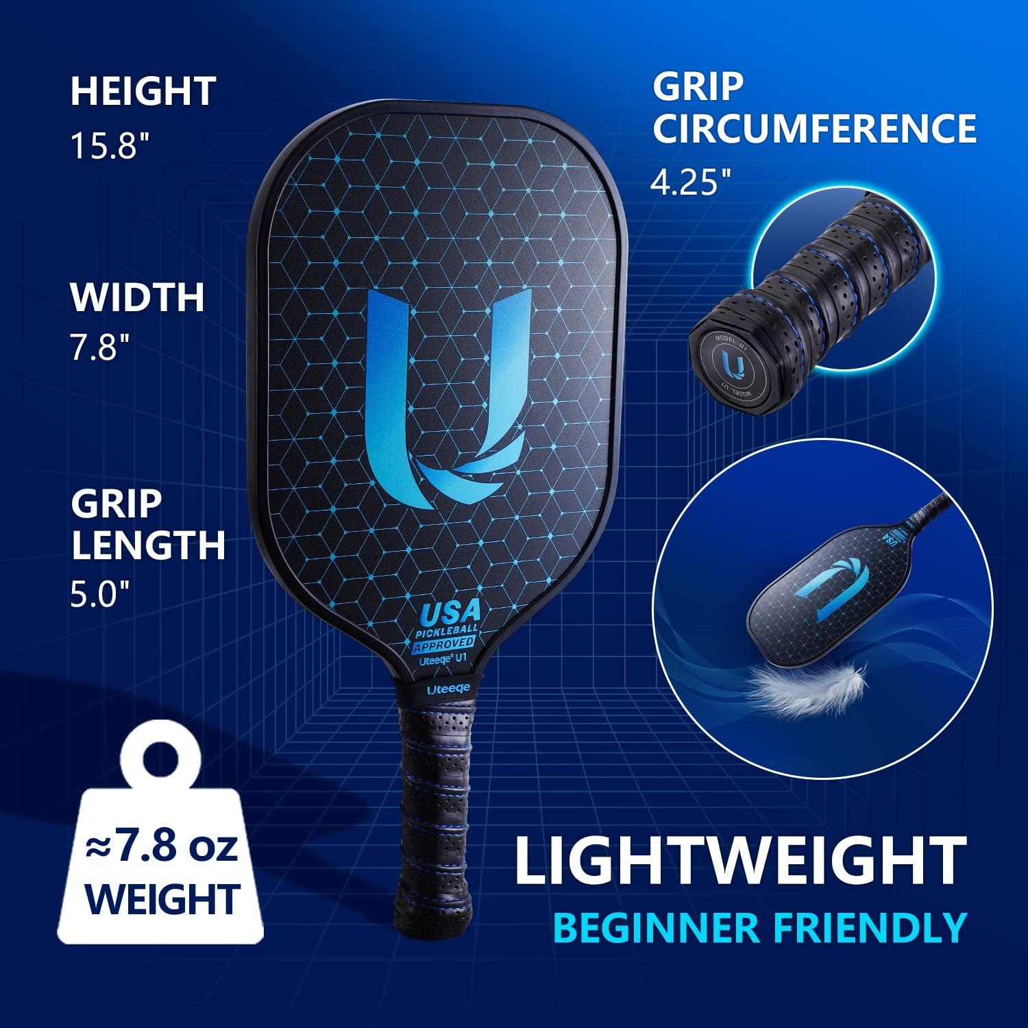 [Mid 2025 Upgrade] Thermoformed 14mm Graphite Pickleball Paddles Set of 2 – Semi-Textured, Lightweight, USAPA Approved Pickleball Rackets with Non-Slip Grip, 4 Outdoor Balls & Bag Included - Image 5