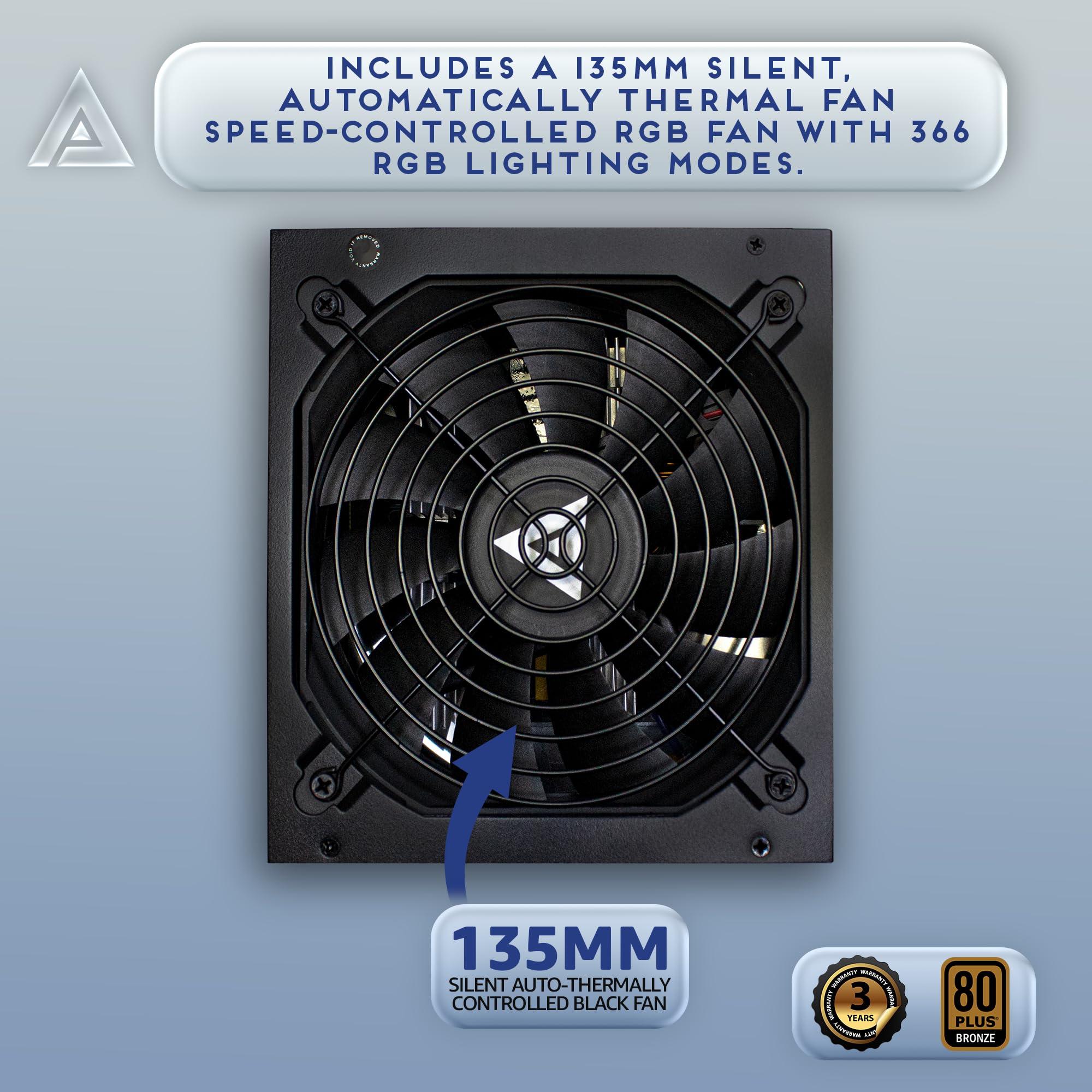 Apevia ATX-JP1000W PCIe 5.0 & ATX 3.0 Ready Jupiter 1000W 80+ Bronze Certified, Gen 5 12VHPWR Connector, Active PFC ATX Gaming Power Supply - Image 4