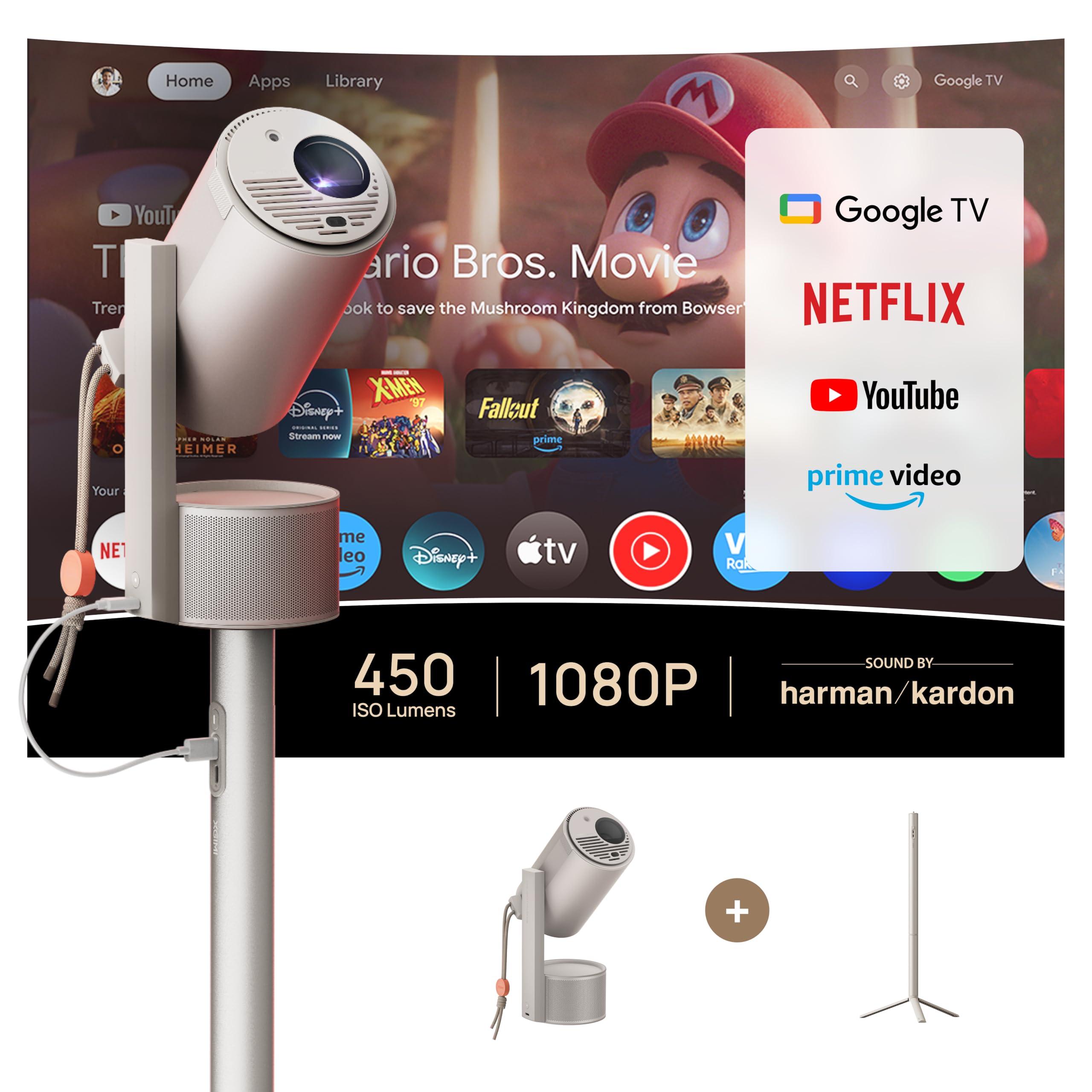 XGIMI MoGo 3 Pro NEW Outdoor Projector with PowerBase Stand, 2.5hrs Battery, Google TV with Licensed Netflix, Build-in Adjustable Stand, 450 ISO Lumens, ISA 2.0, 2 x 5W Harman Kardon - Image 2