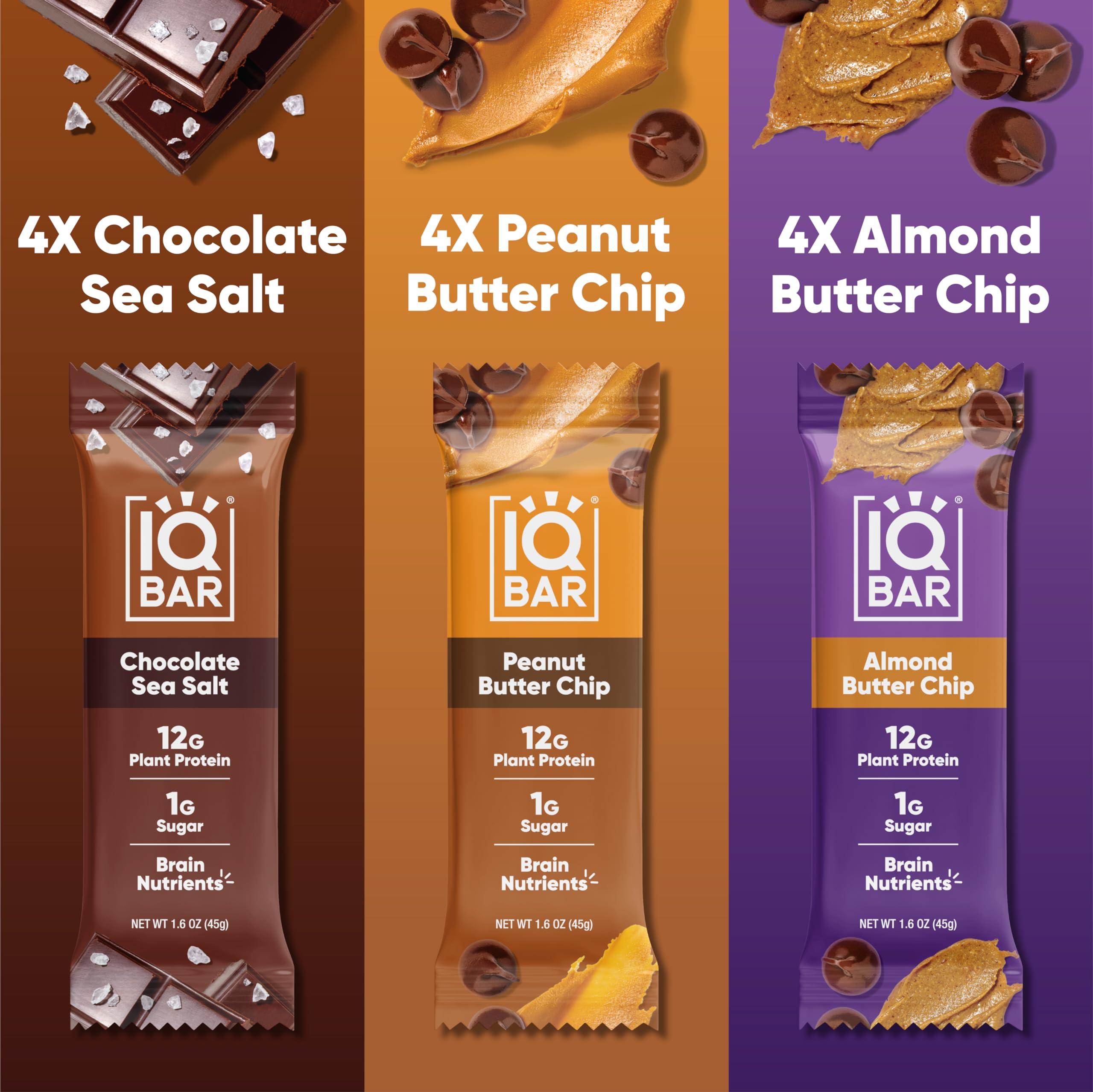 IQBAR Brain and Body Plant Protein Bars - Chocolate Lovers Variety - 12-Count Low Carb - Gluten Free, High Fiber, Vegan Snacks - Low Sugar Meal Replacement - Image 3
