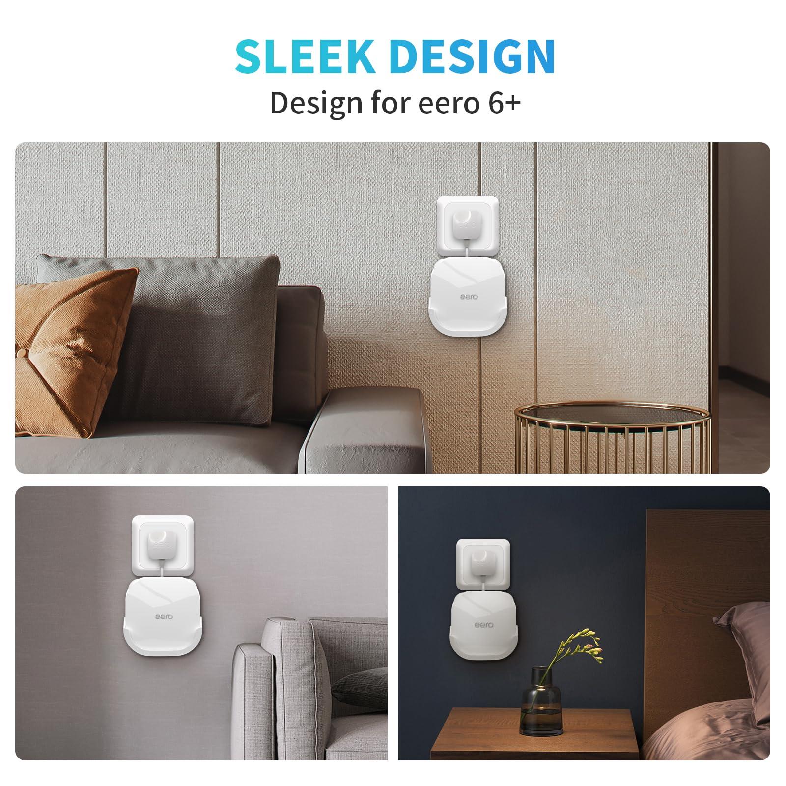 2Pack Wall Mount Holder for eero 6 Plus 6+ and eero 6 Router Mesh Wi-Fi System,Wall Mount Stand Bracket for eero 6 Plus and eero 6 tri-Band Mesh,Wall Bracket for eero 6+ Extender Router Wire Organizer - Image 3