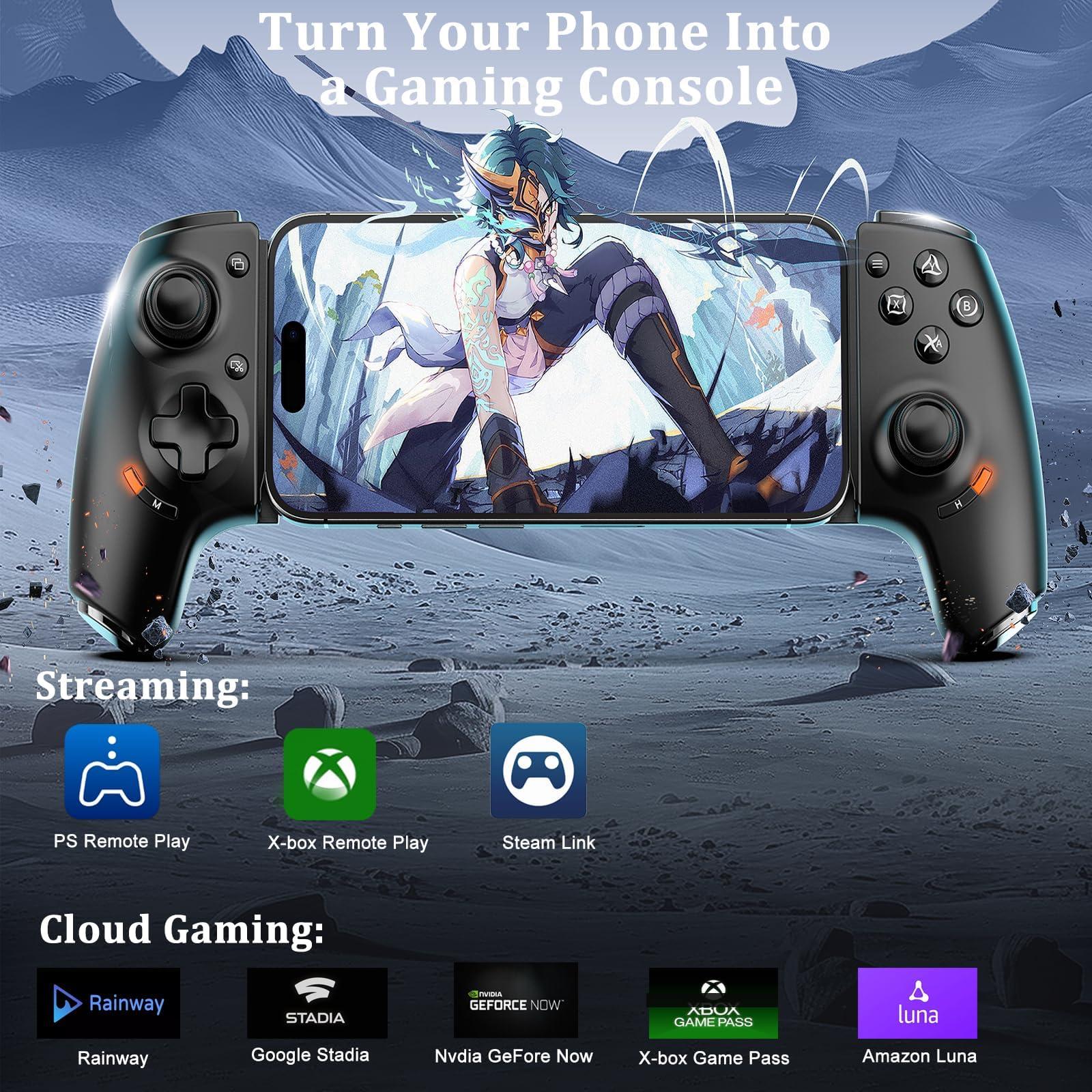 Megadream Phone Controller for iPhone 16/iPhone 15/Android USB C Mobile Gaming Controller with 3.5mm Audio Jack, Remote Player Gamepad for PS5/PS4/Xbox/PC, Cloud Game, Plug and Play, Hall Joysticks/Hall Trigger, 2 Mappable Buttons - Image 2
