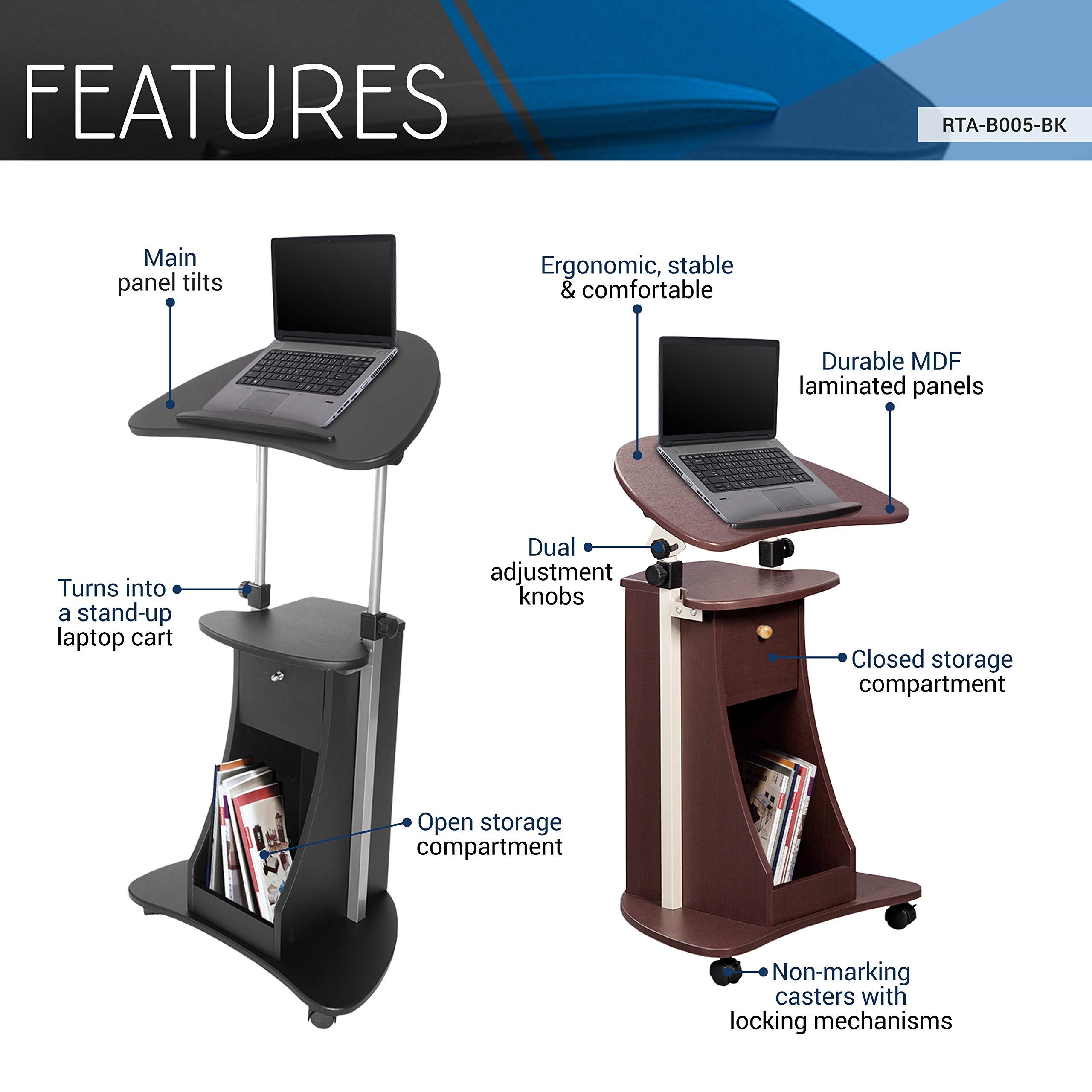 Techni Mobili Sit-to-Stand Mobile Medical Laptop Computer Cart, Black, Adjustable Height, B005 - Image 4