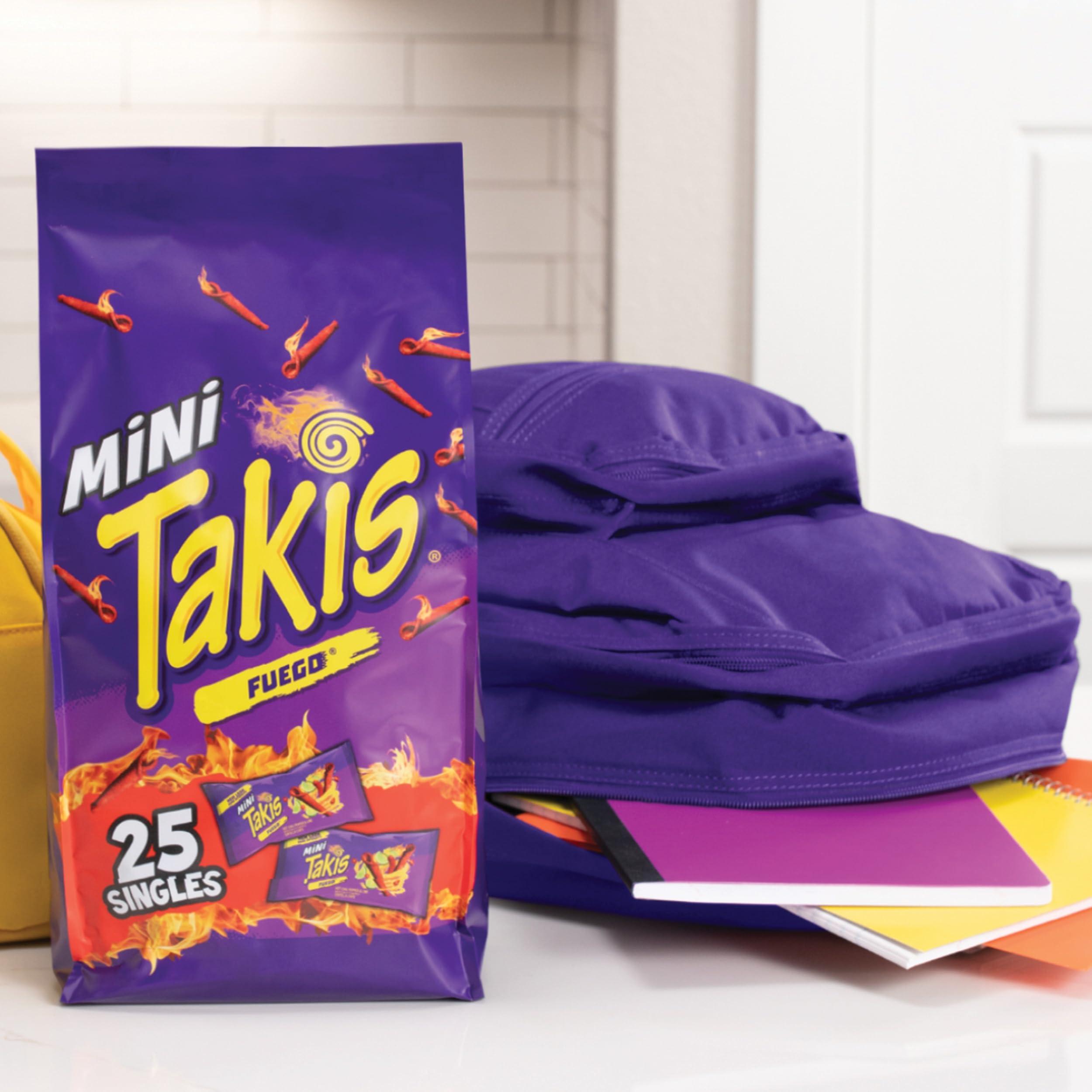 Takis Fuego Mini 25 pc / 1.23 oz Bite Size Multipack, Hot Chili Pepper & Lime Flavored Extreme Spicy Rolled Tortilla Chips - Image 6