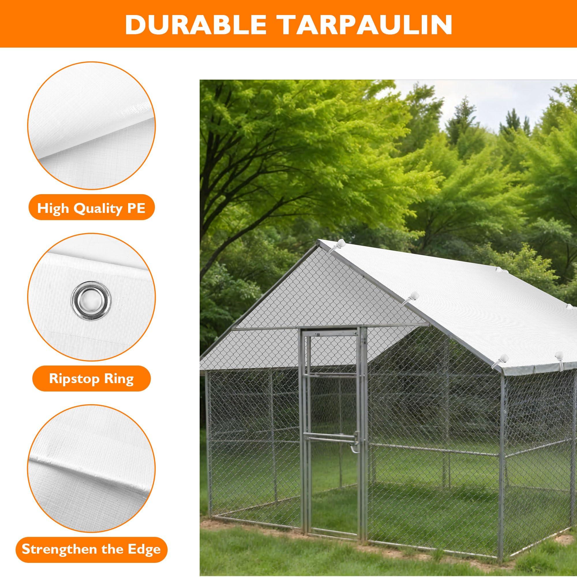 Chicken Coop Cover,11.48 * 6.23 FT Cover for Chicken Run Large Metal Chicken Coop Pen - Image 3