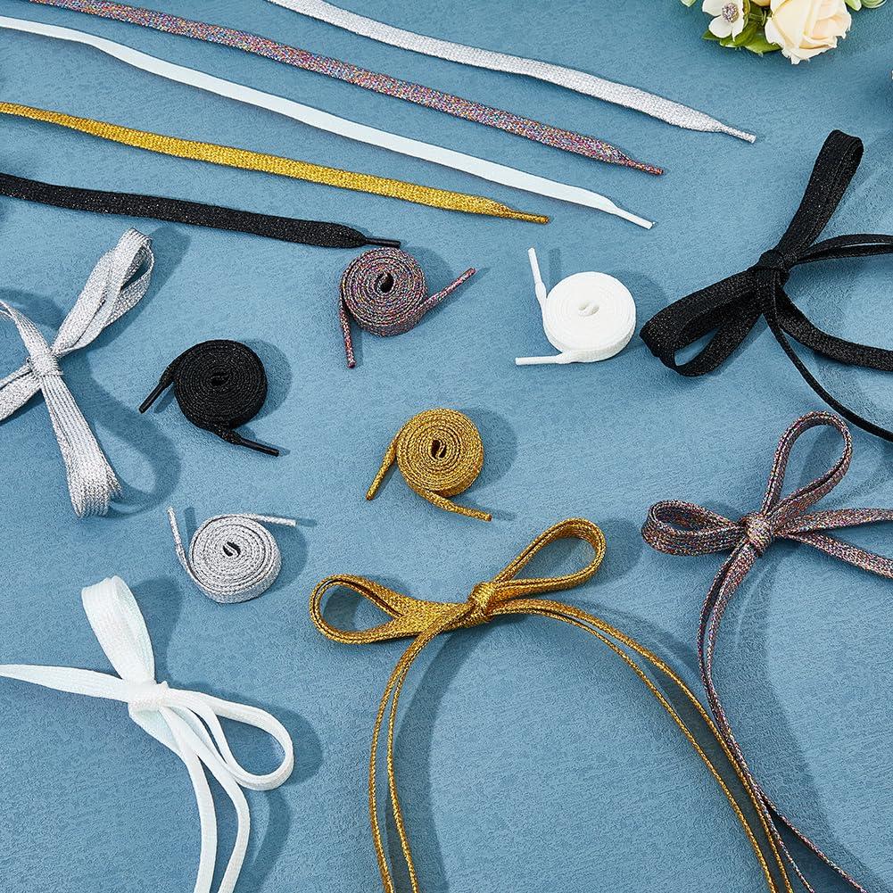 DICOSMETIC 10 Pairs Shoelaces 5 Colors Flat Sneakers Shoelace Glitter Shoe Strings Drawstring Cords for Athletic Running Sneakers - Image 3