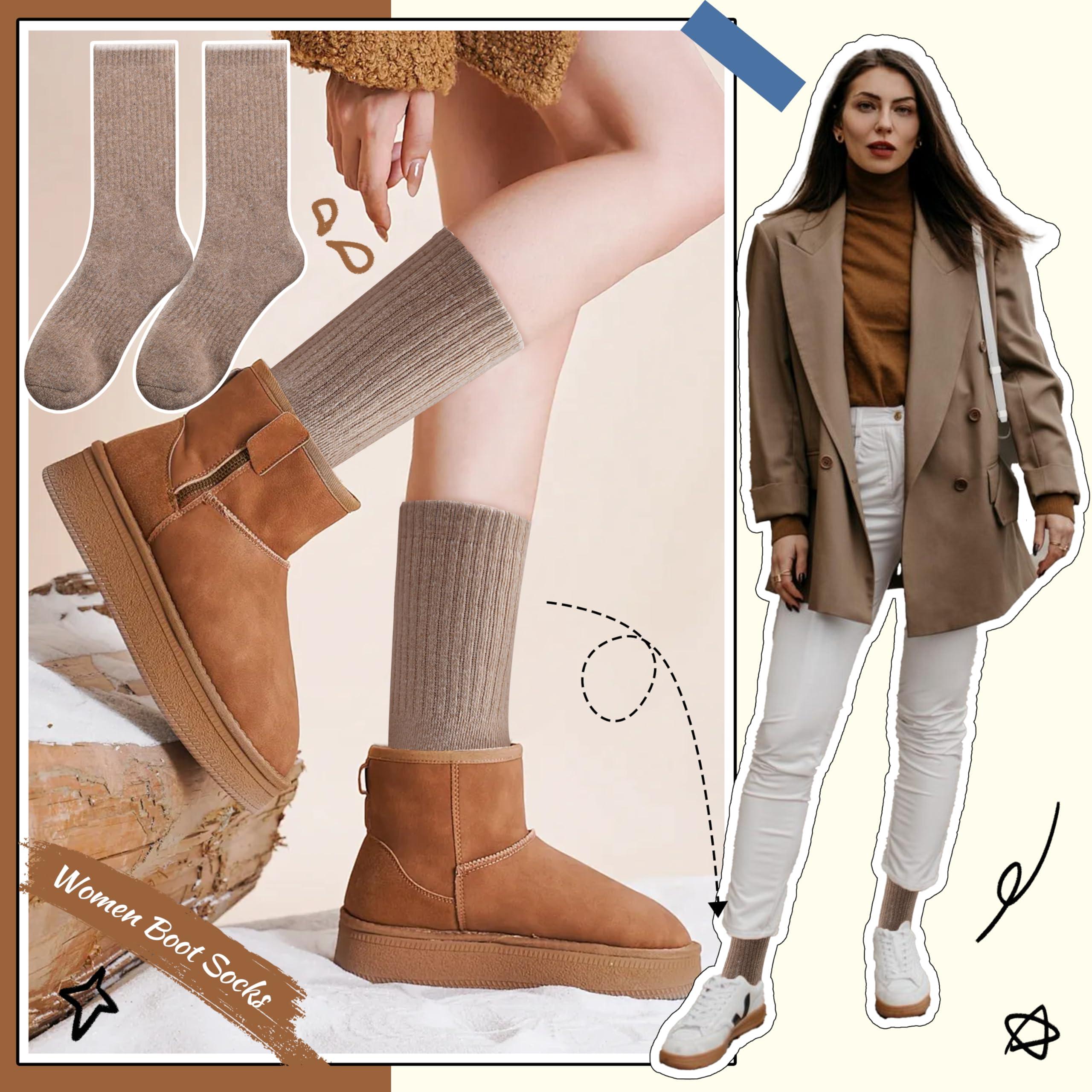 EBMORE Merino Wool Socks for Women Hiking Thermal Warm Winter Thick Boot Cozy Crew Comfy Work Socks for Ladies 5 Pairs - Image 4