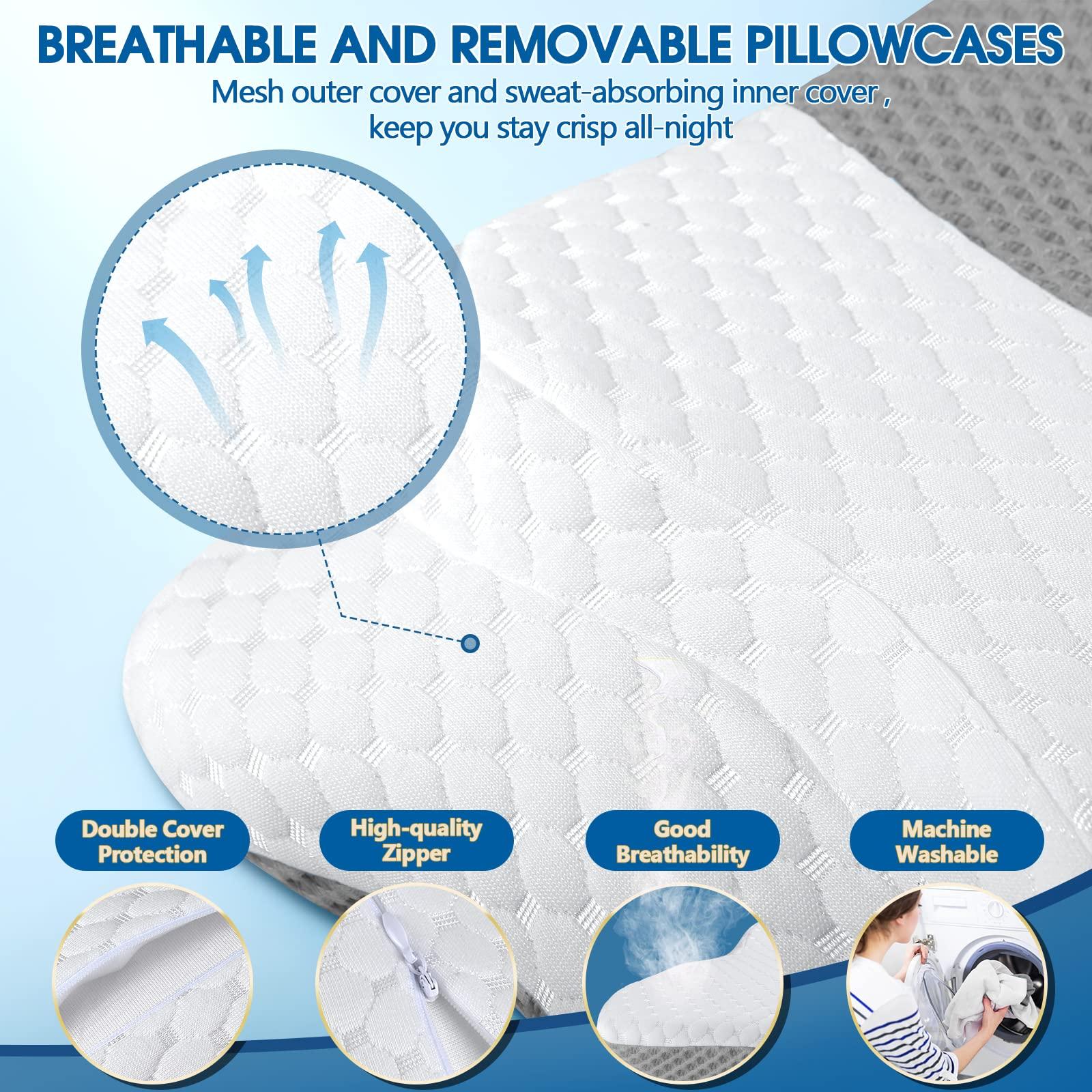 CHxxy Memory Foam Pillows, Cervical Pillow for Neck and Shoulder Pain Relief, Ergonomic Contour Bed Pillow, Soft for Side Sleep Stomach Sleeping and Back Sleeper - Image 5