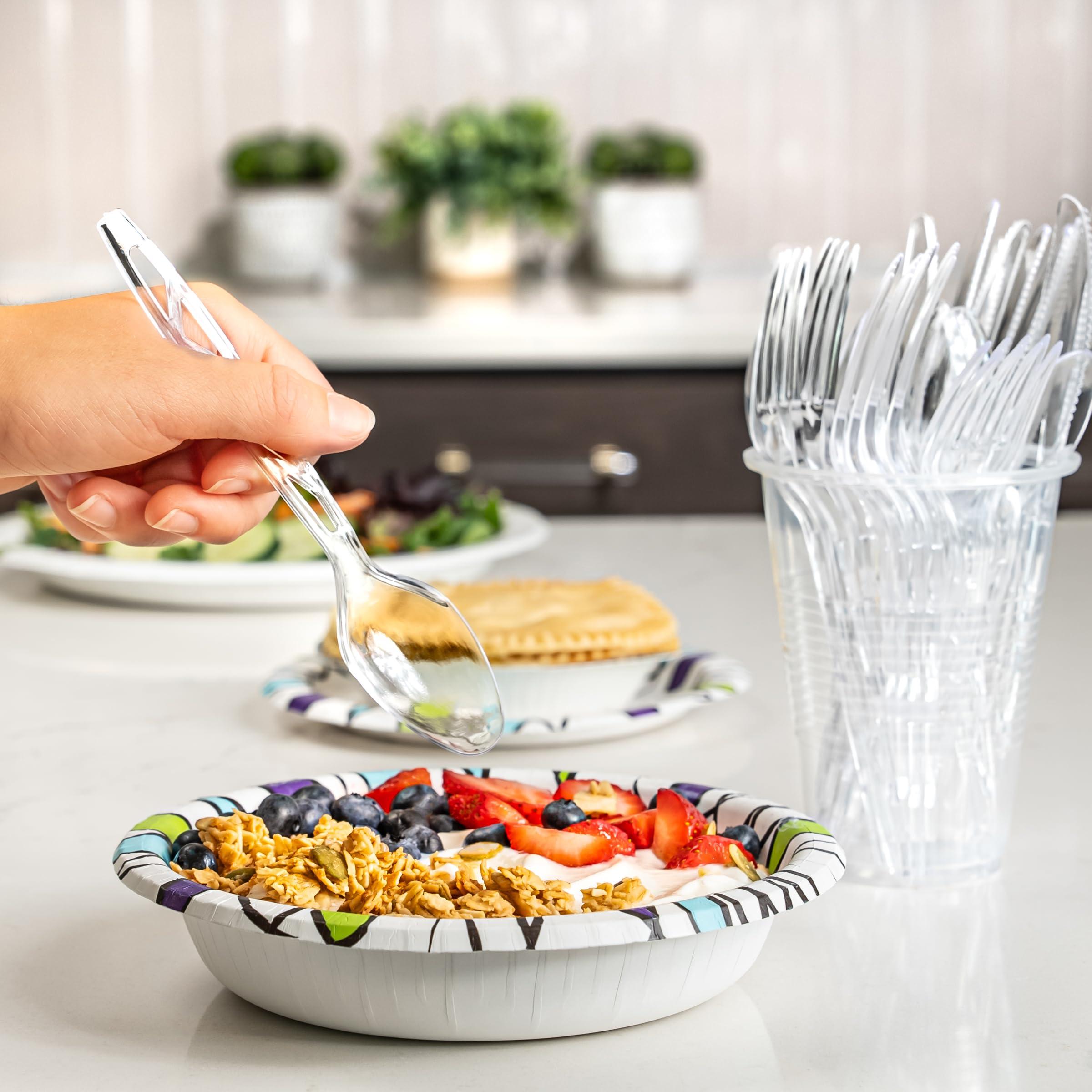 Amazon Basics Disposable Clear Plastic Spoons, Premium Quality, 100 Count, Large Pack - Image 2