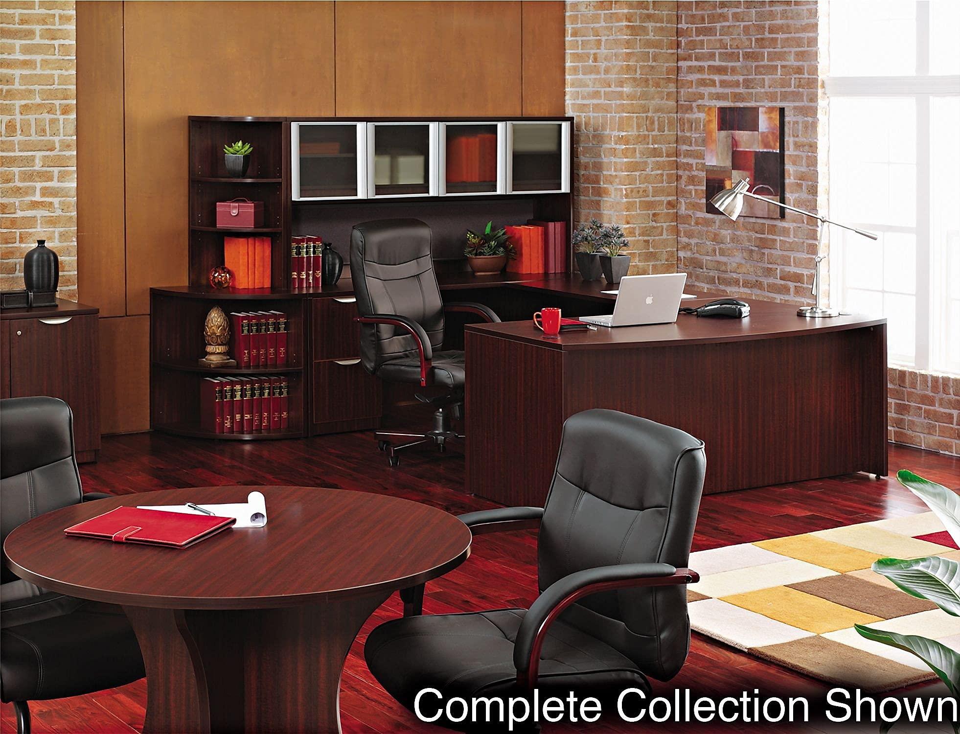 Alera ALEVA217236MY 71 in. x 35.5 in. x 29.63 in. Valencia Series Straight Front Desk Shell - Mahogany - Image 2