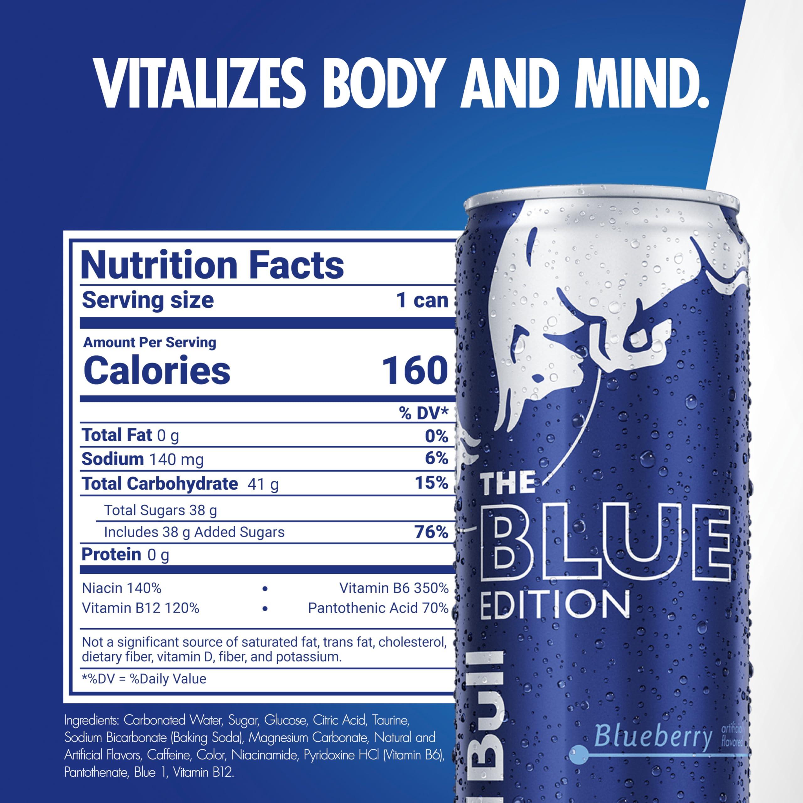 Red Bull Blue Edition Energy Drink, Blueberry, with 114mg Caffeine plus Taurine & B Vitamins, 12 Fl Oz, Pack of 24 Cans - Image 2