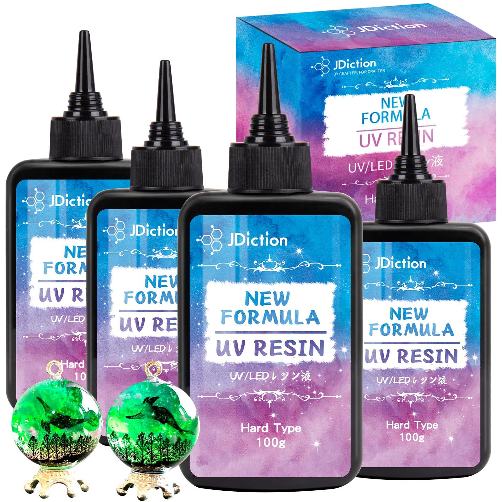 JDiction 400g UV Resin, New Formula Crystal Clear UV Resin Solar Cure Sunlight Activated Hard UV Resin Kit for Jewelry Making, Casting and Coating DIY Crafts
