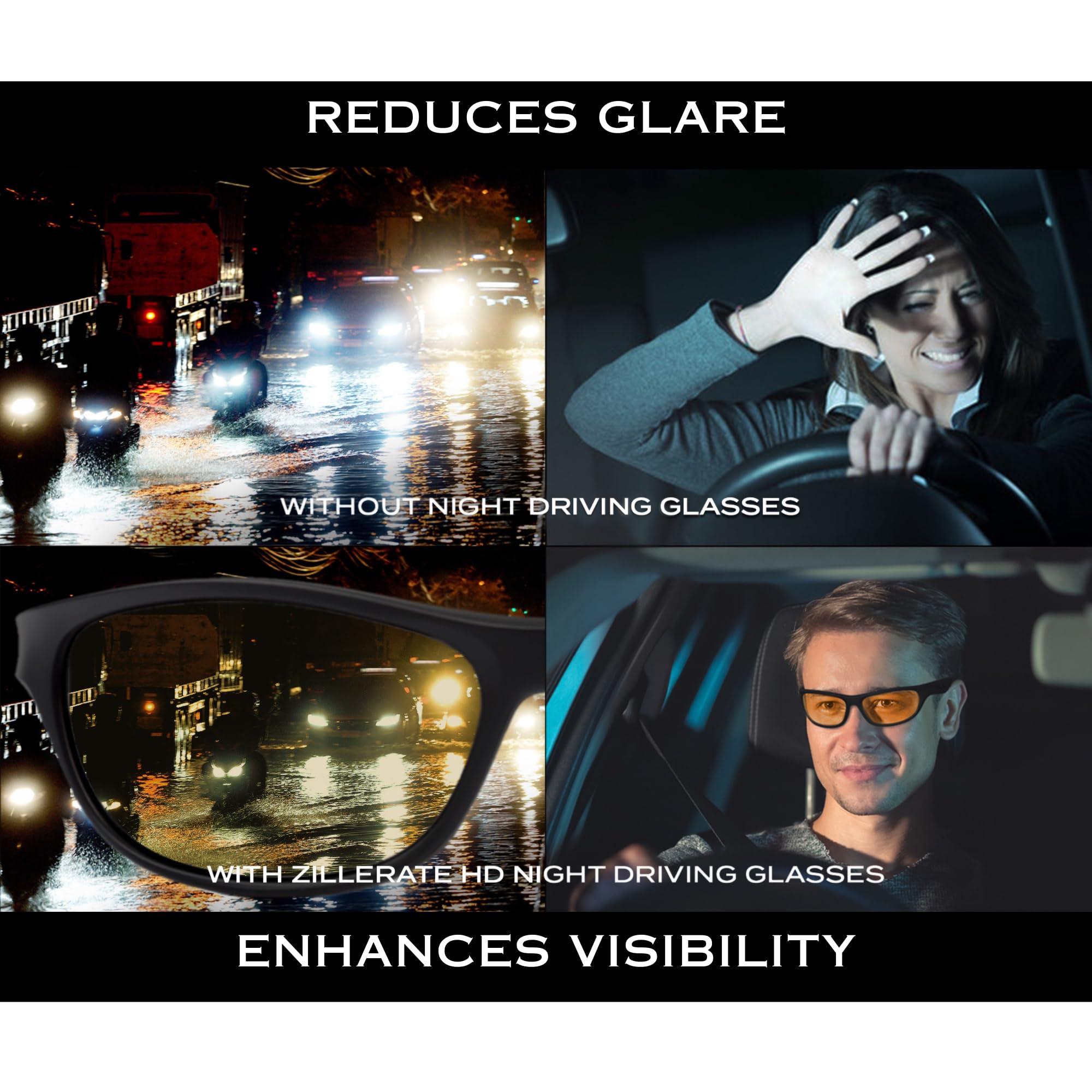 ZILLERATE Night Vision Driving Glasses - Anti Glare HD Polarized Yellow Tinted Sunglasses for Men & Women - Image 2