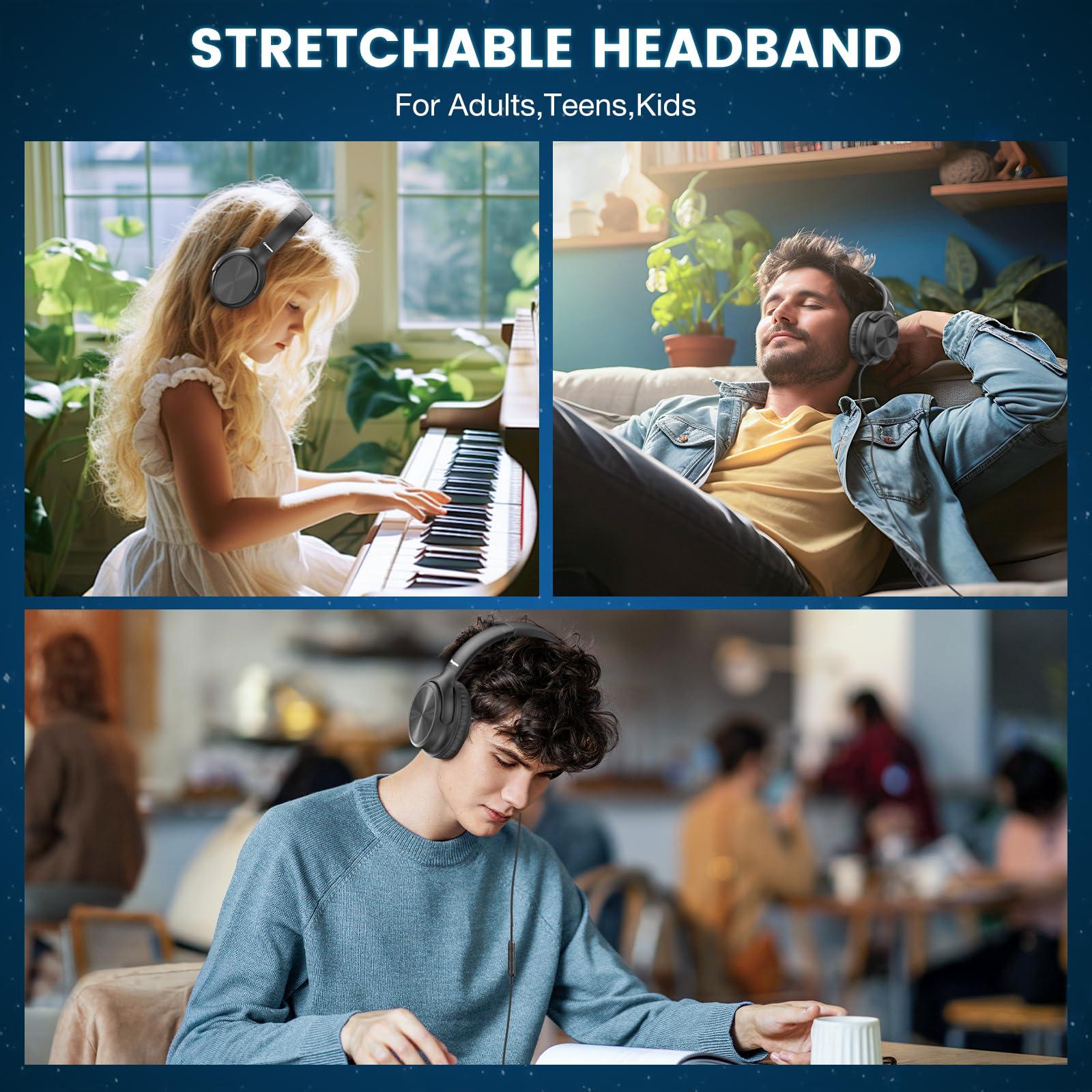 Cowyawn USB C Headphones Wired, Over Ear USB C Wired Headphones with Microphone, Volume Control, HD Stereo Sound, Foldable USB Type C Headphones for Adult/Teens/Chromebook/Laptop/Computer/iPhone,Black - Image 4