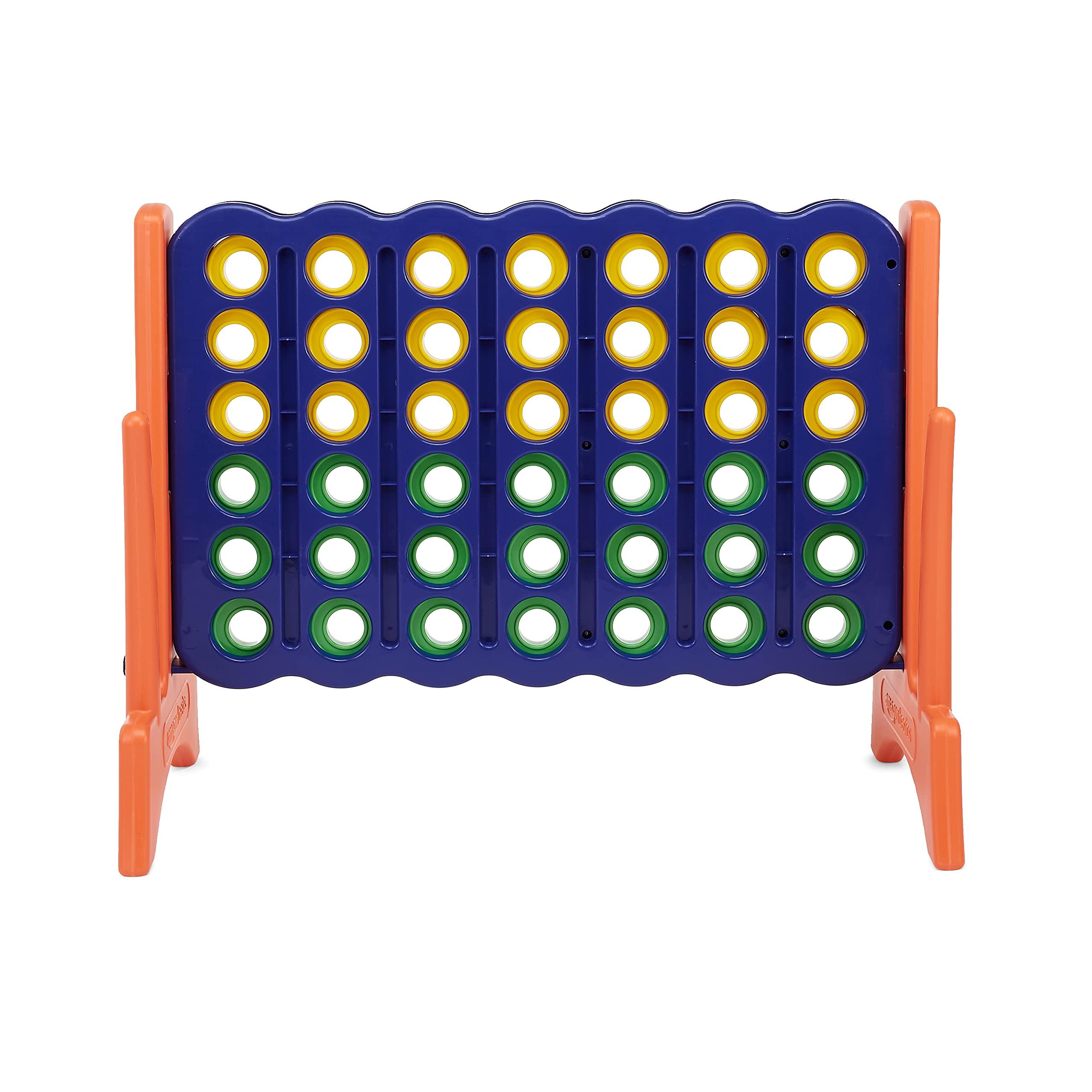 Amazon Basics Junior BPA-Free 4-to-Score Giant Premium Plastic Games Set, 4 in A Row for Kids and Adults with Carrying Bag, Great For Gifting, Variety of Colors, Blue, Yellow, Red, Green, Large - Image 2