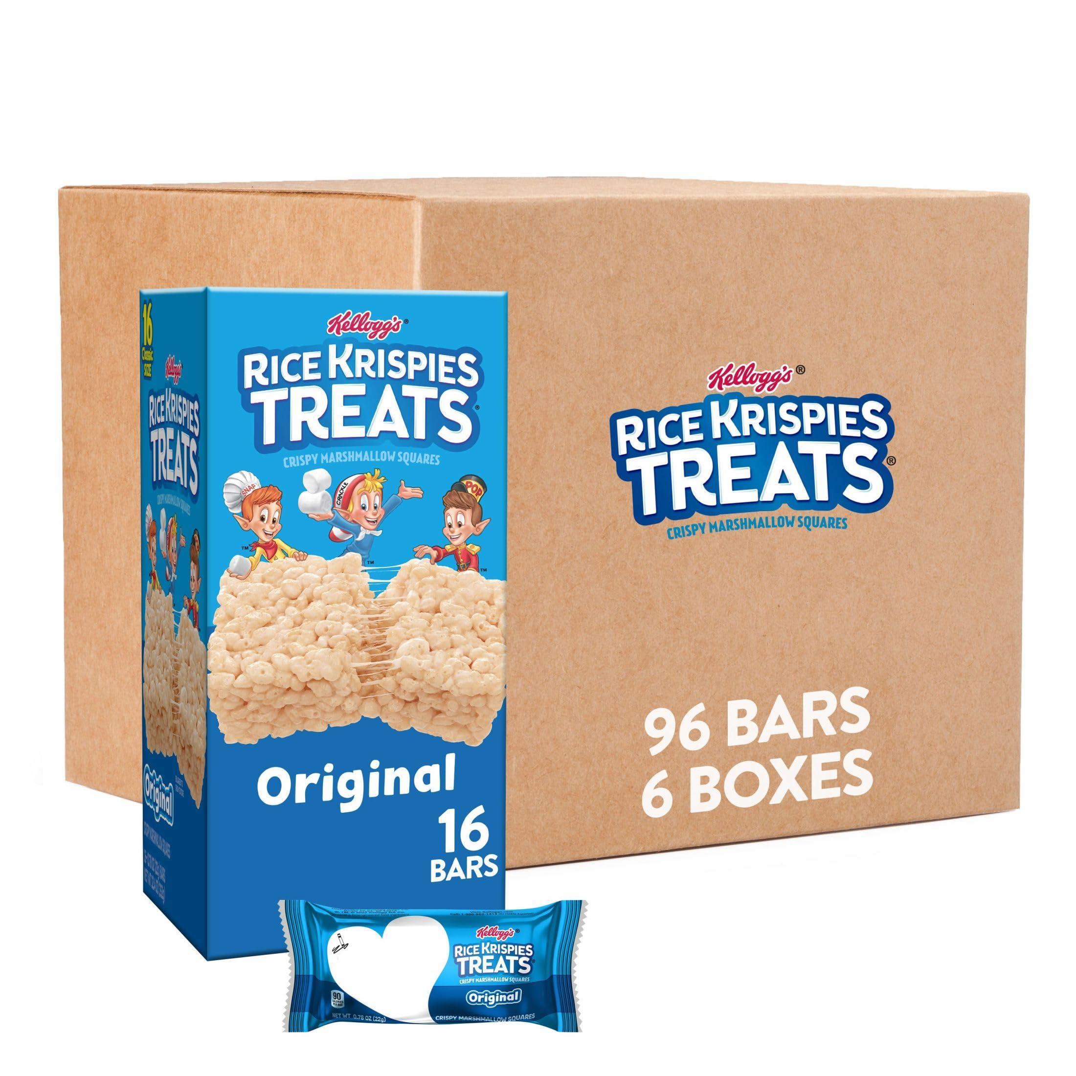 Rice Krispies Treats Marshmallow Snack Bars, Kids Snacks, School Lunch, Value Pack, Original (6 Boxes, 96 Bars)
