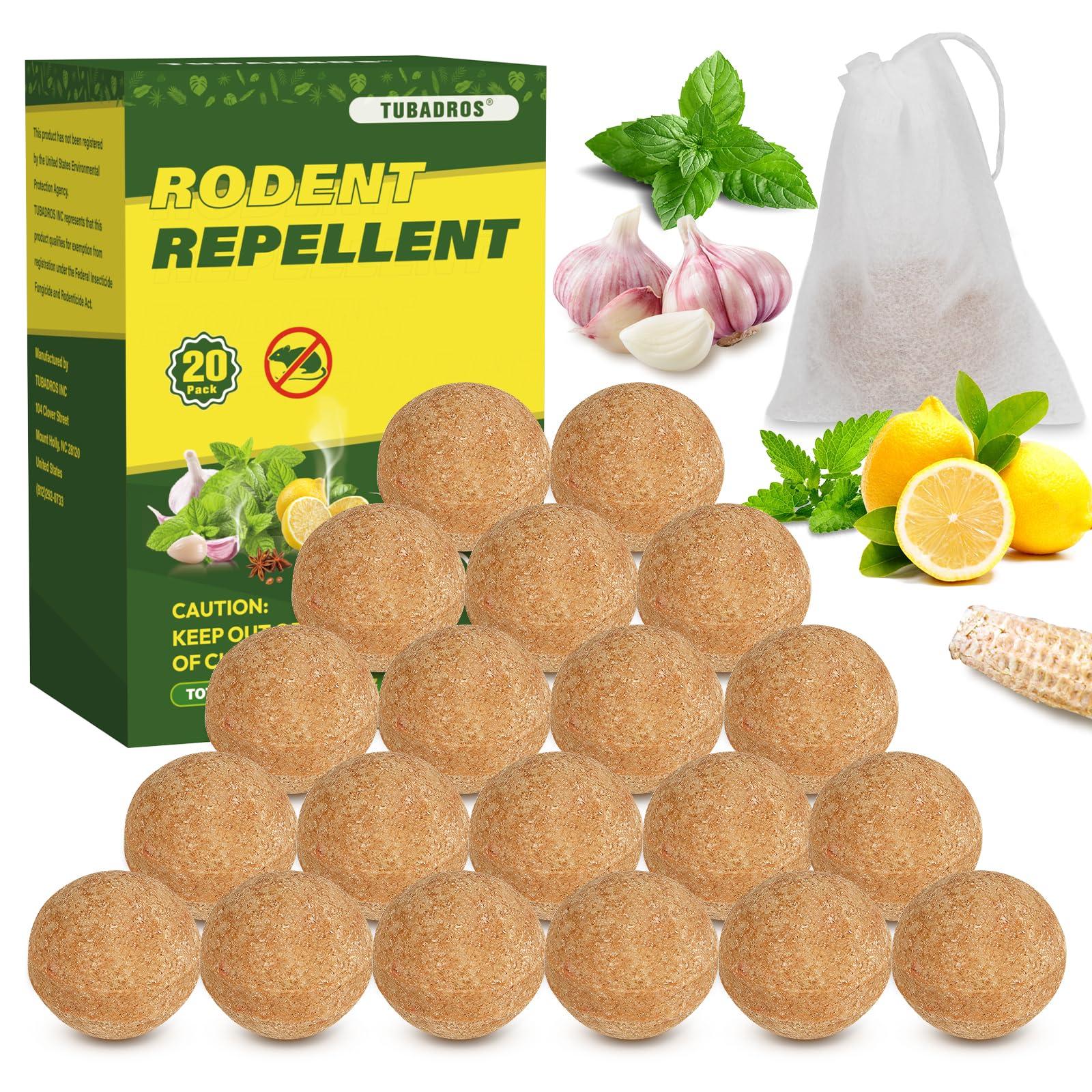 Rodent Repellent, 20Pack Peppermint Oil to Repel Mice and Rats, Squirrel Repellent for Cars, Mouse Repellent for Indoor/Outdoor, Garden Use