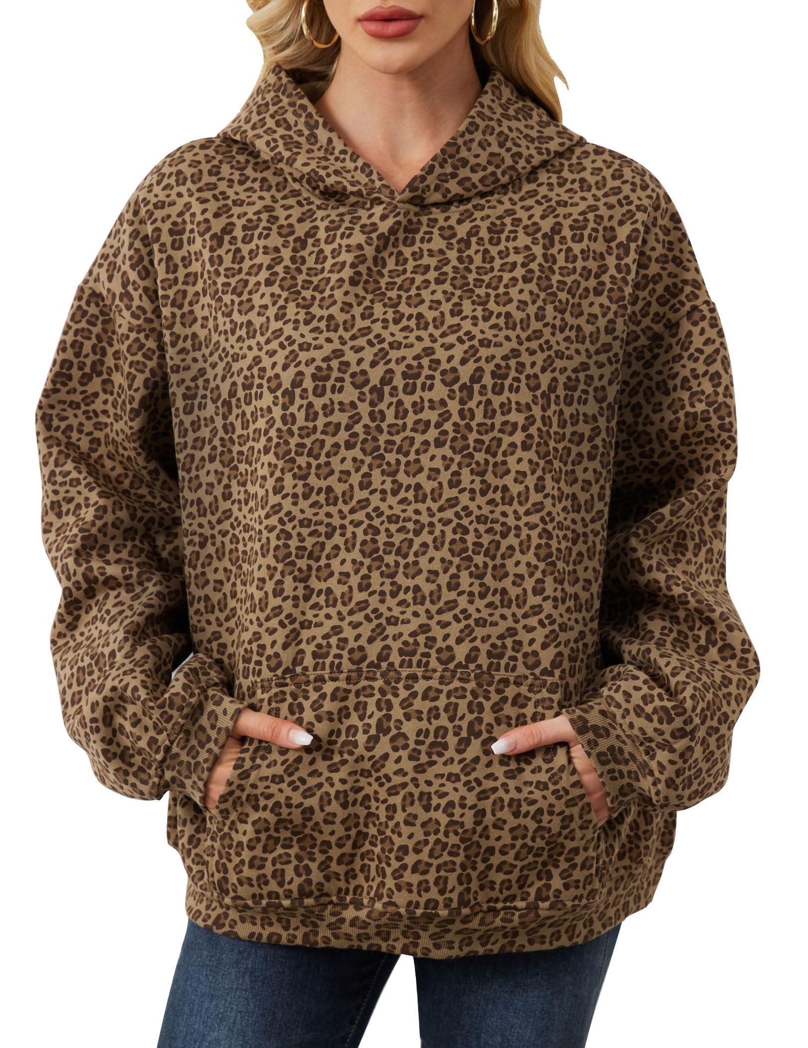 Eutten Womens Camo Hoodies Maple Leaf Print Oversized Hooded Sweatshirt Fleece Pullover Sweatshirts Long Sleeve with Pocket
