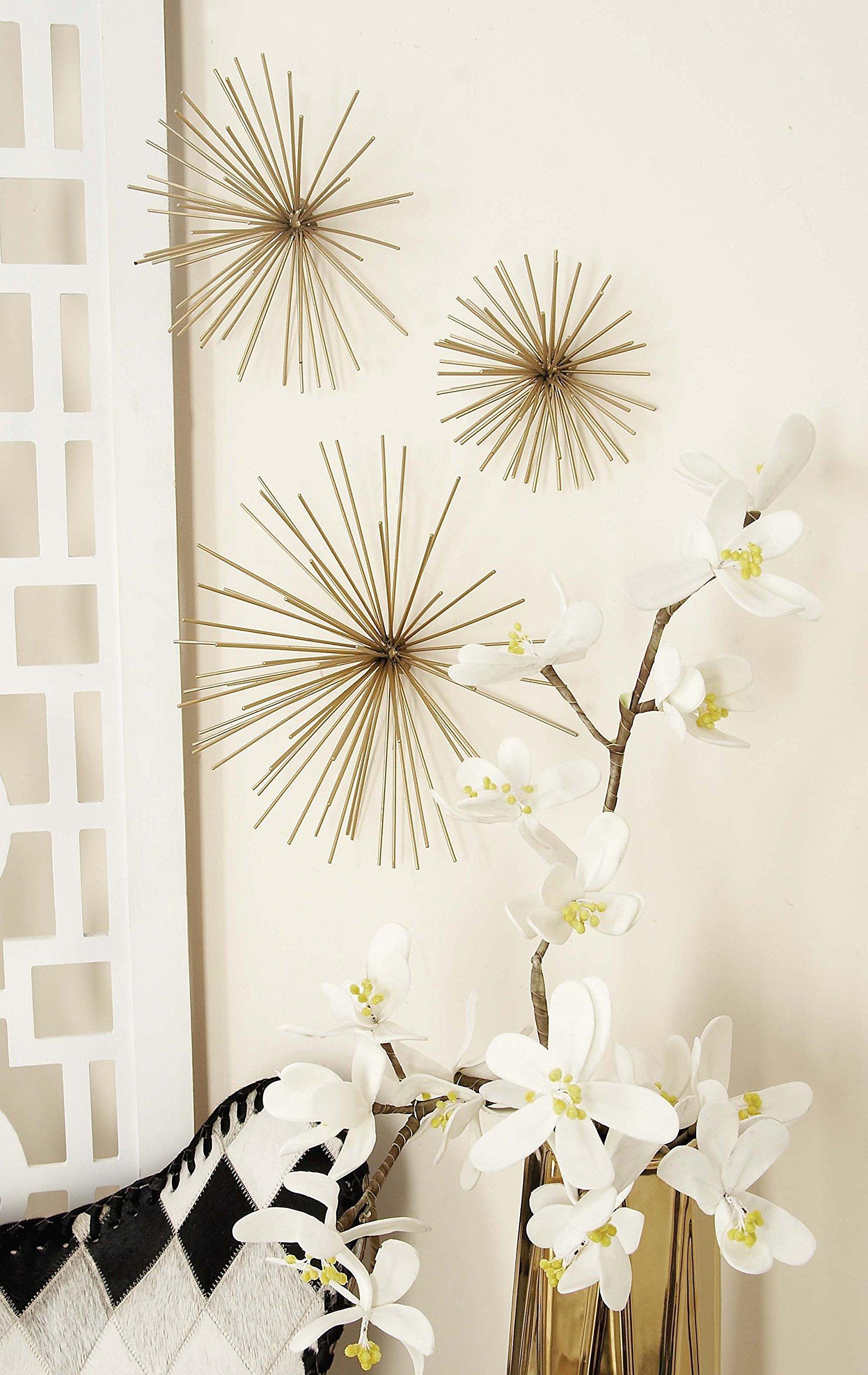 Deco 79 Metal Starburst 3D Long Spike Wall Decor, Set of 3 6", 9", 12"W, Gold - Image 10