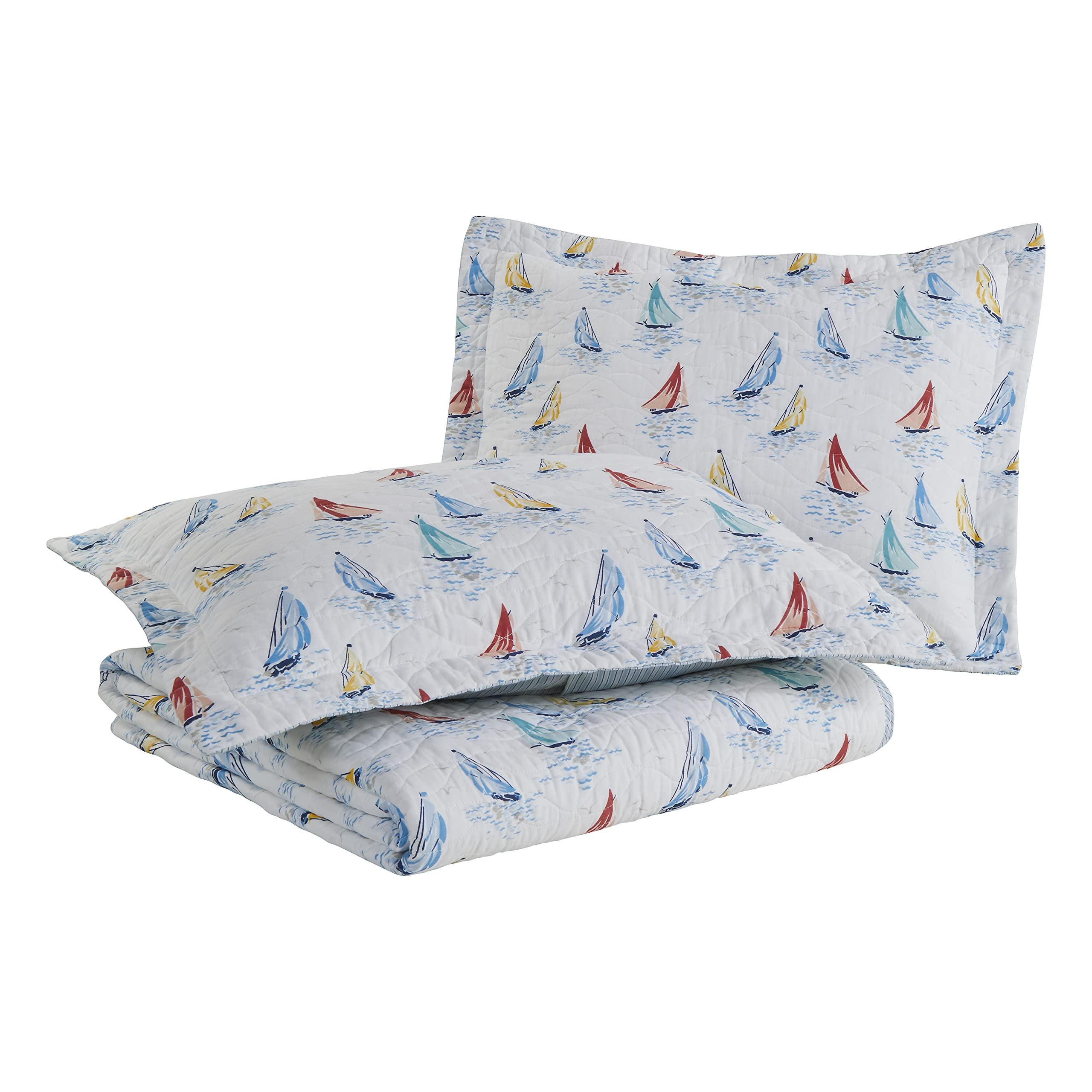 Laura Ashley - King Quilt Set, Cotton Reversible Bedding with Matching Shams, Home Decor Ideal for All Seasons (Ahoy Blue, King) - Image 6