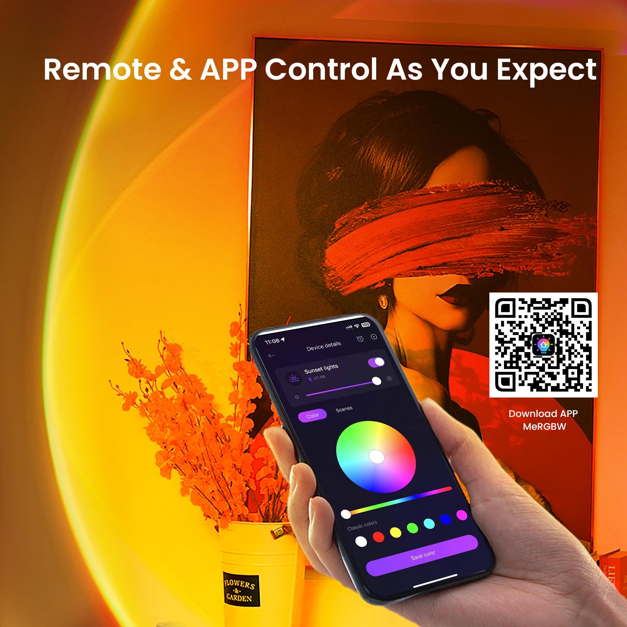 Tsrarey Sunset Lamp Projection, Not Only 21 Colors Sunset Lights, 180 Degree Rotation Led Light, Push Button Switch & APP Control Projector for Party Bedroom Decor - Image 3