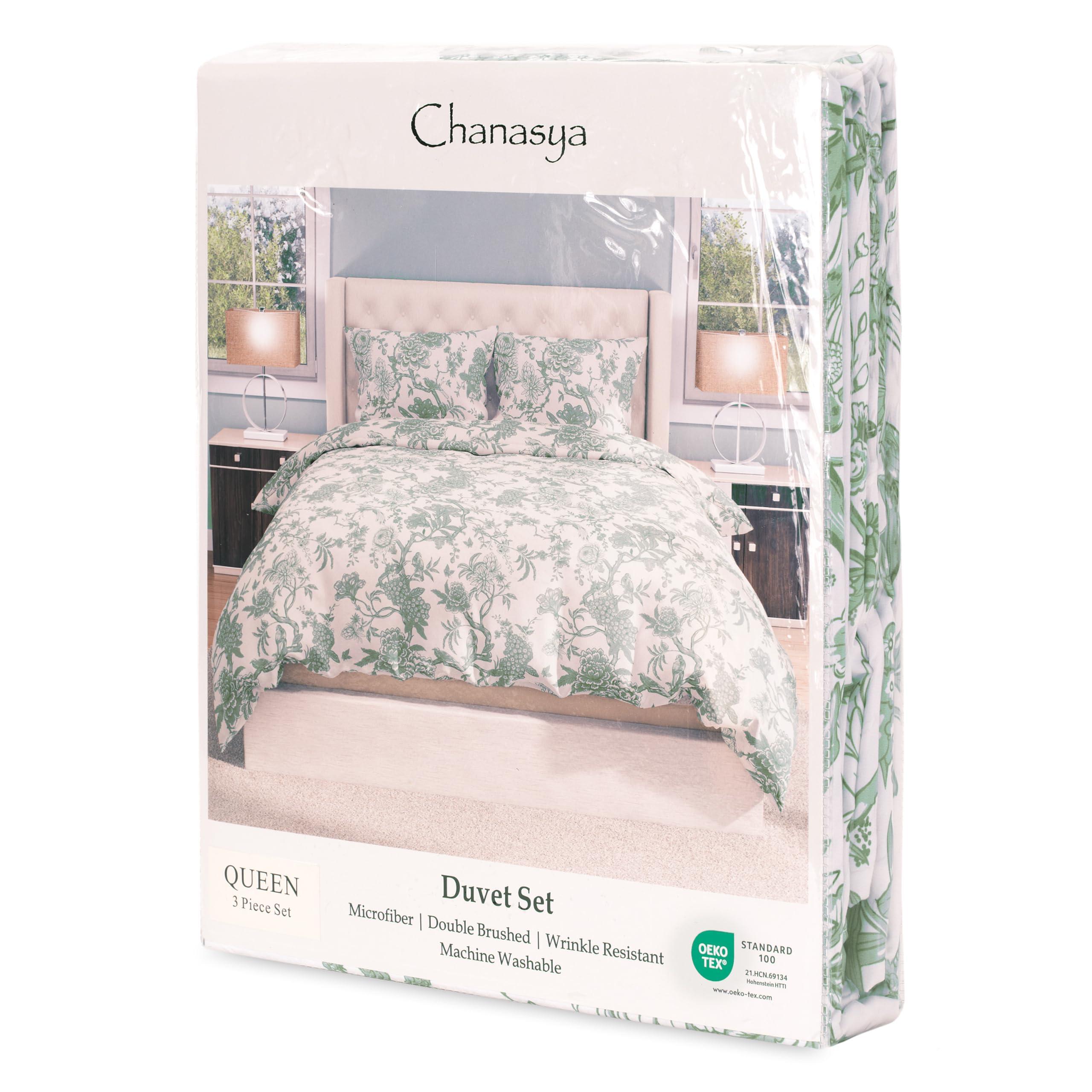 Chanasya Premium Antique Toile Duvet Cover Set - Duvet Cover (104” x 90”) & 2 Pillow Shams (20” x 36”) - 3-Piece Set, King Size, Sage - Image 7