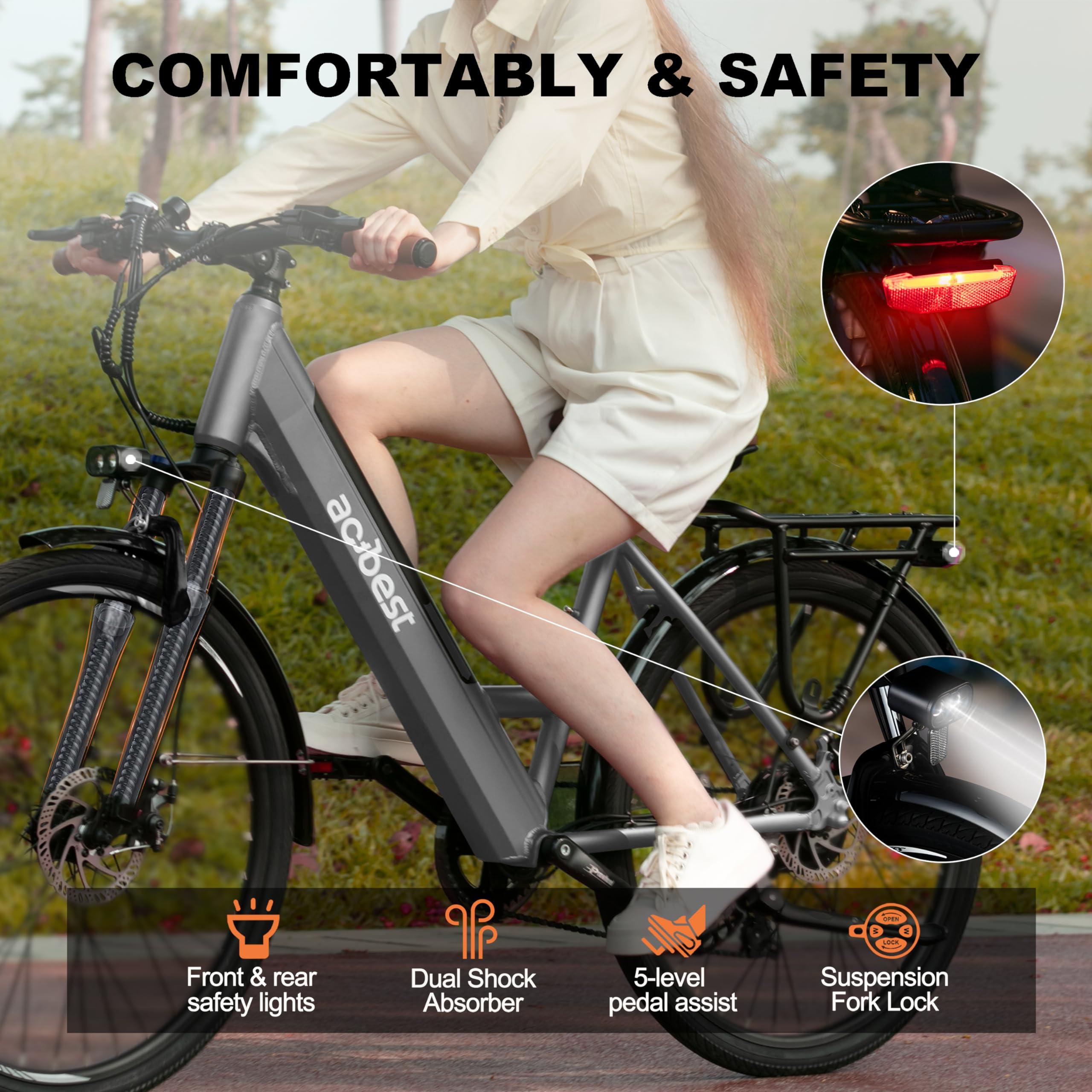 ACTBEST Core Electric Bike for Adults - 468Wh Removable Battery, 26 inch Step Thru Electric Bicycle, Peak 750W Brushless Motor Cityrun Ebike, with 7 Speed, Up to 50 Miles, E-Bikes - Image 5