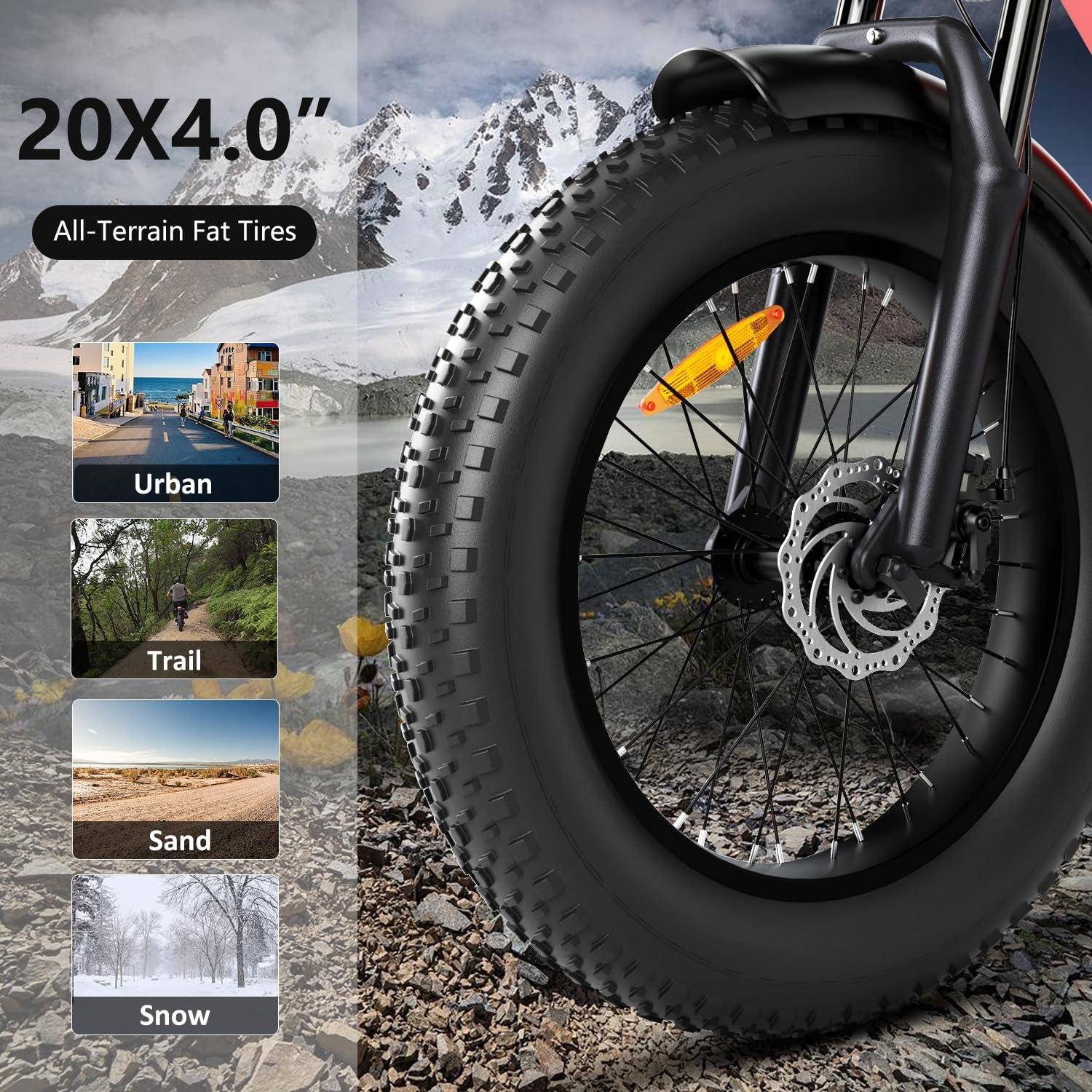 HAPPYRUN 2000W Electric Bike for Adults, 48V 25Ah Removable Battery, Up to 35MPH and 75+ Miles Range, 7-Speed Transmission, 20" Fat Tires Ebike, 3-Pedal-Assist Levels (G50Pro) - Image 7