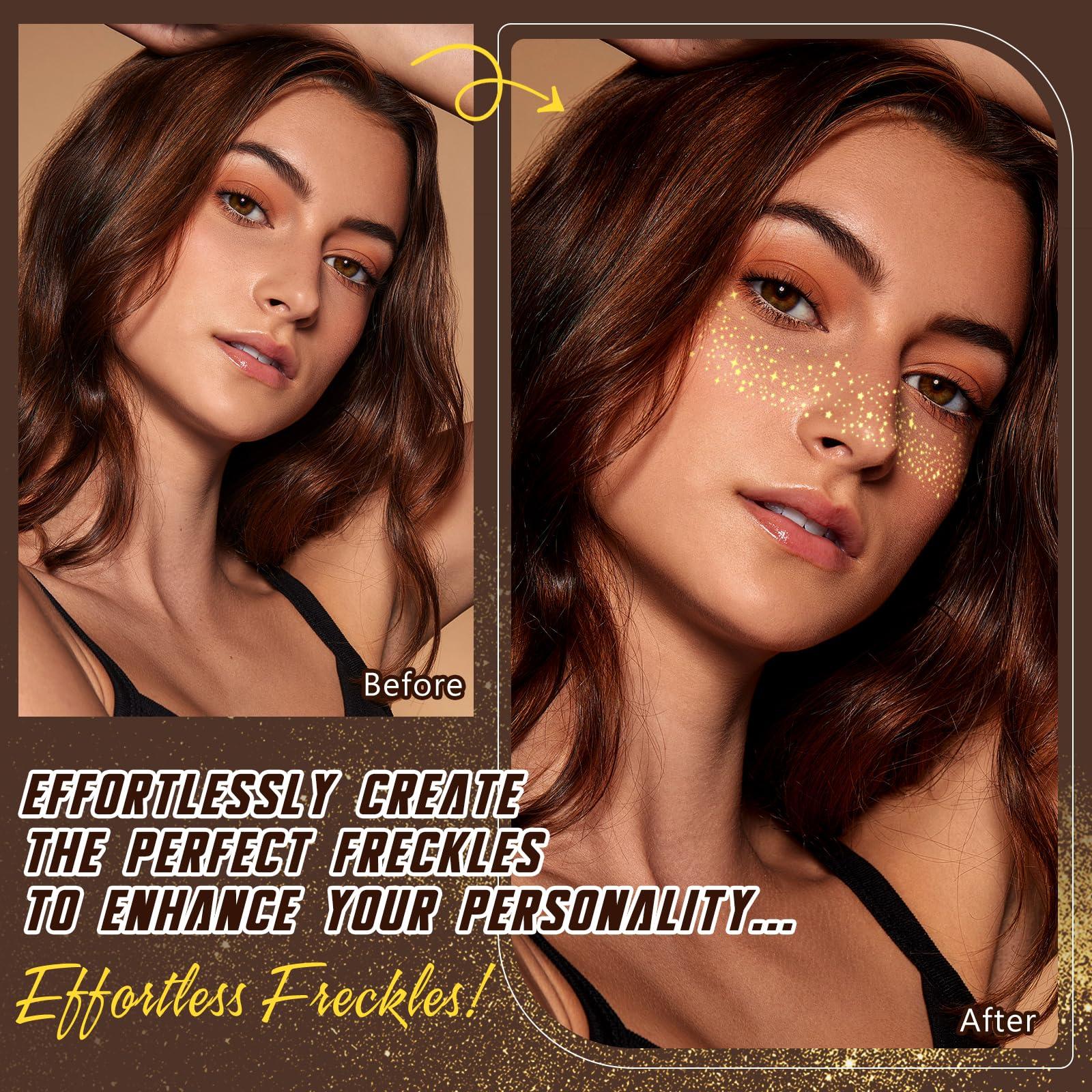 Glitter Freckles Face Tattoo, 10 Pcs Gold Face Glow Up Sparkle Makeup Patches - Cute Accessories for Women (Gold-008) - Image 4