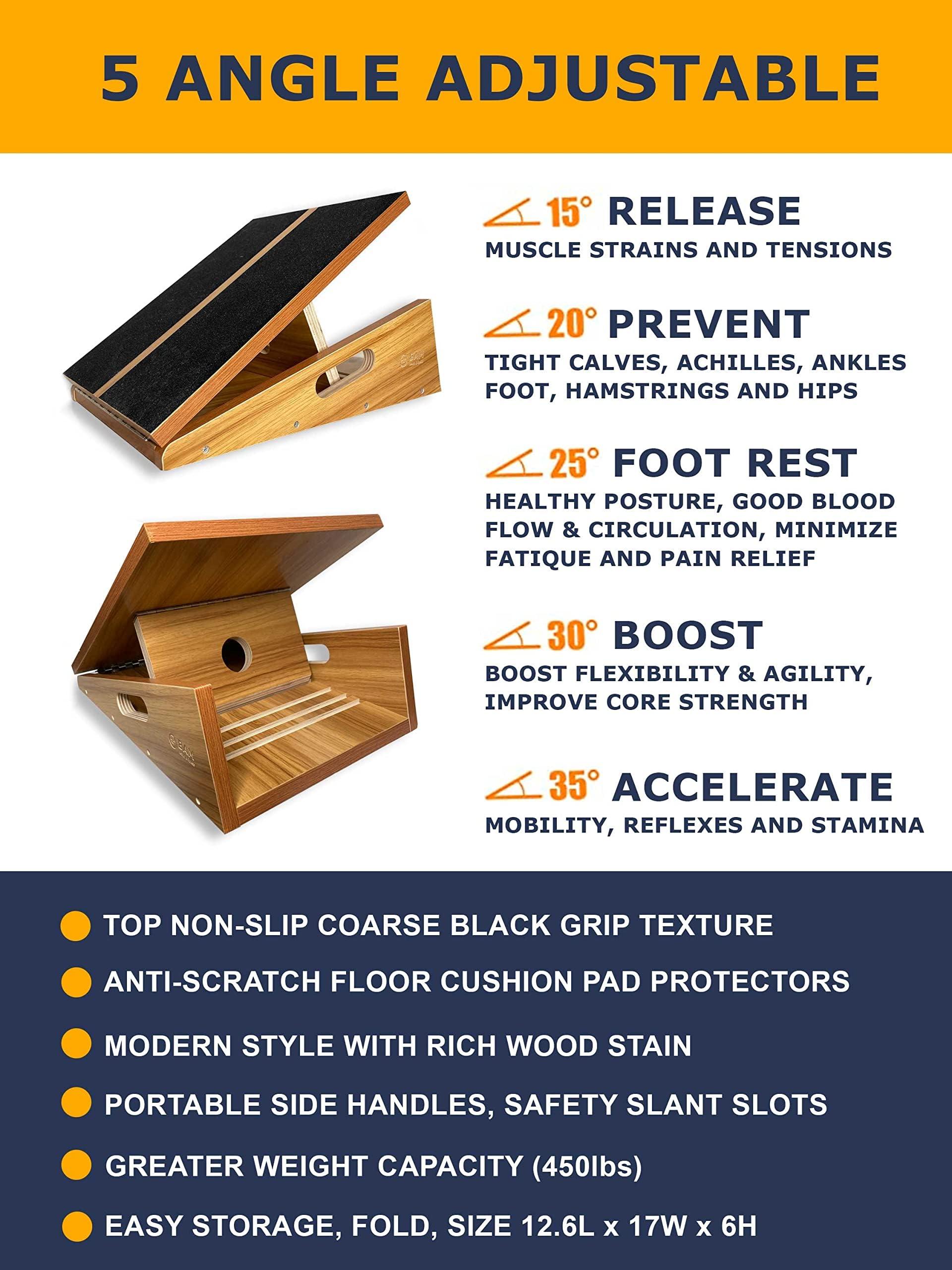 BAM's Adjustable Slant Board for Calf Stretching | Wide Slant Board for Squats & Calf Stretch | Professional Incline Board Calf Stretcher for Fitness & Physical Therapy (Plantar Fasciitis & Achilles) - Image 6