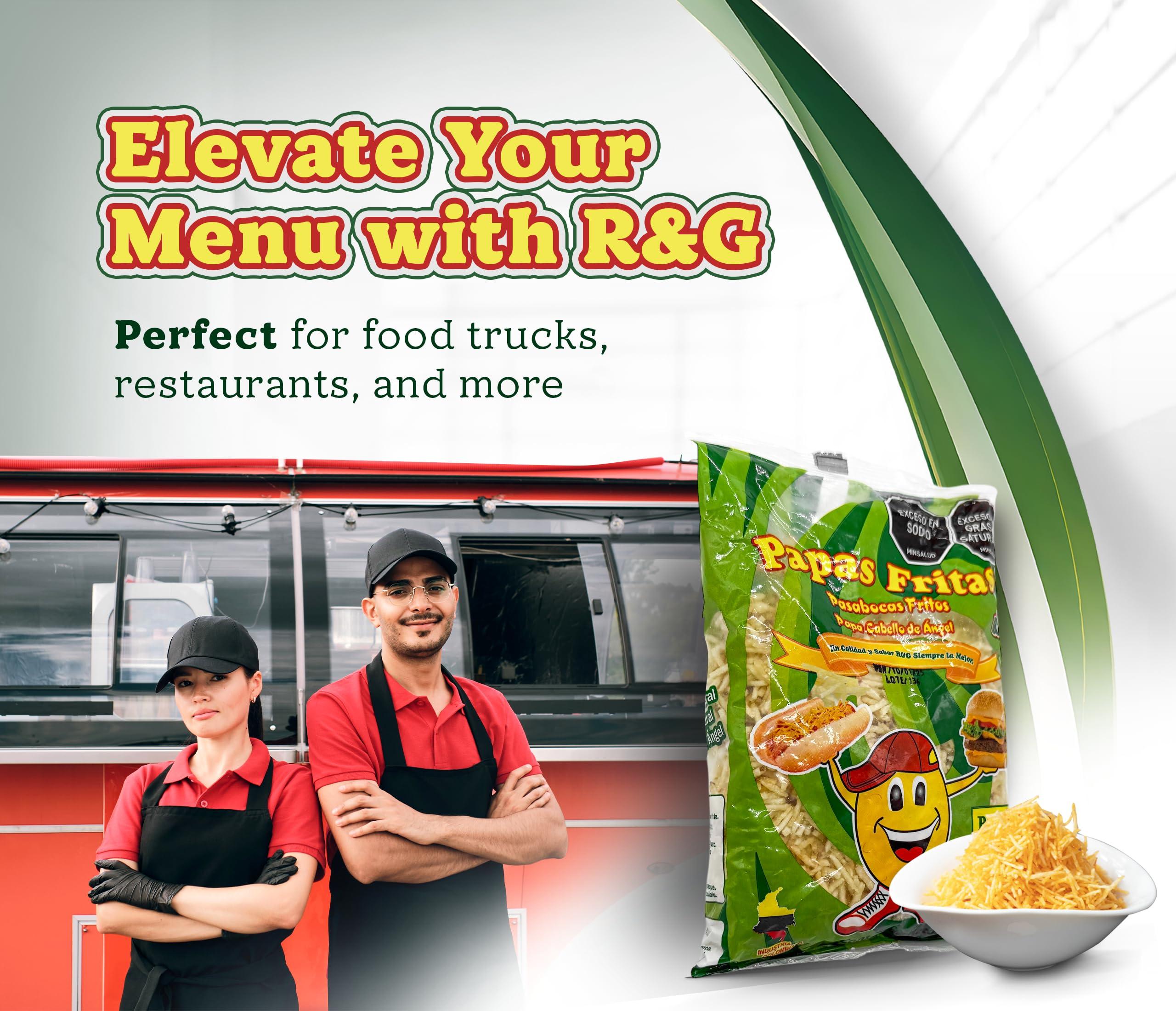 R&G Angel Hair Potato Chips - Crunchy Snack with Premium Flavor - 1 Kg Party Size Chips Bag - Meals & Prepared Foods. Potato Sticks, Shoestring Potatoes sticks, Crunchy snack for Hotdog - palitos de patatas – fosforito de papa – papa chongo- cabello de ángel - para hotdog - Image 6