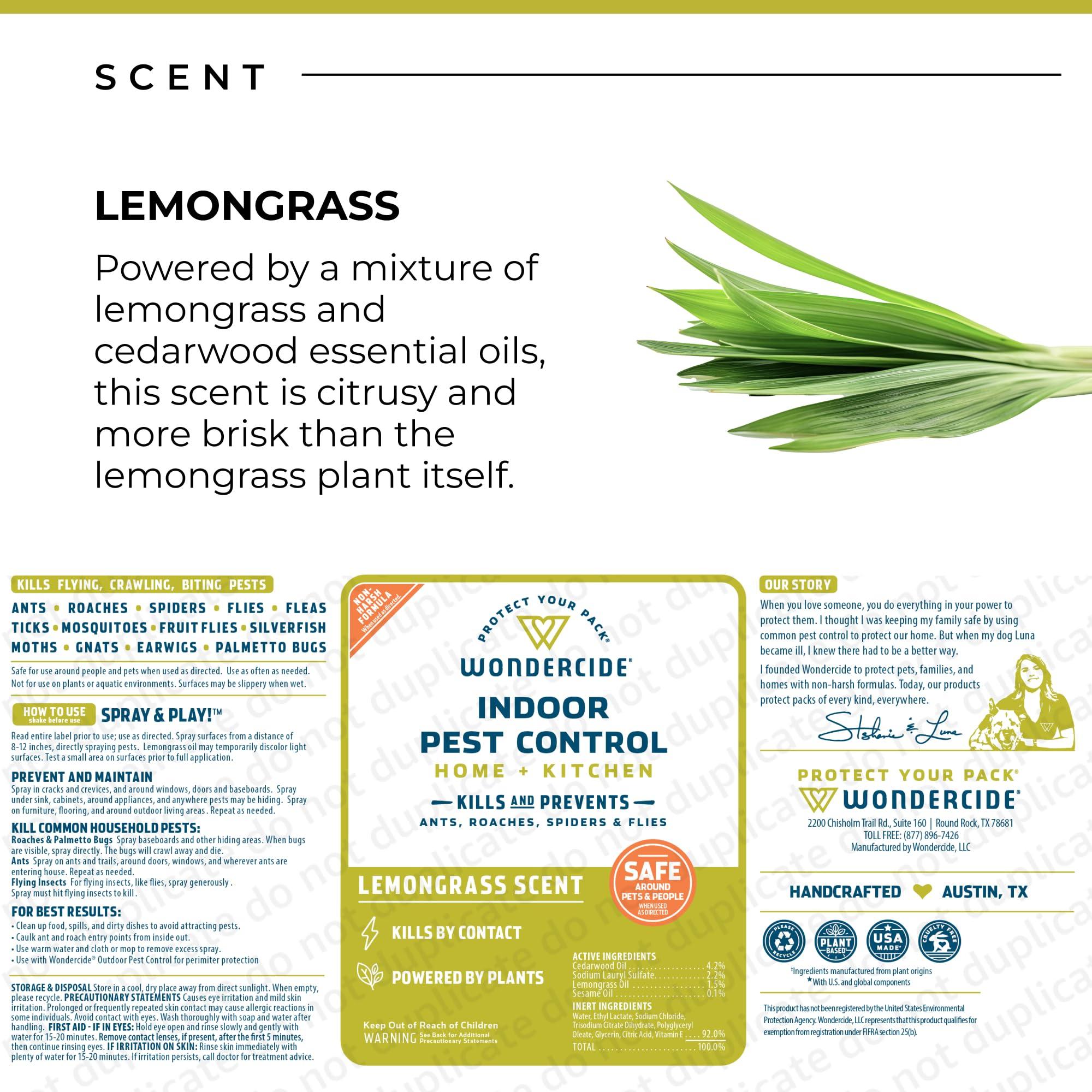 Wondercide - Indoor Pest Control Spray for Home and Kitchen - Ant, Roach, Spider, Fly, Flea, Bug Killer and Insect Repellent - with Natural Essential Oils - Pet and Family Safe — Lemongrass 32 oz - Image 6