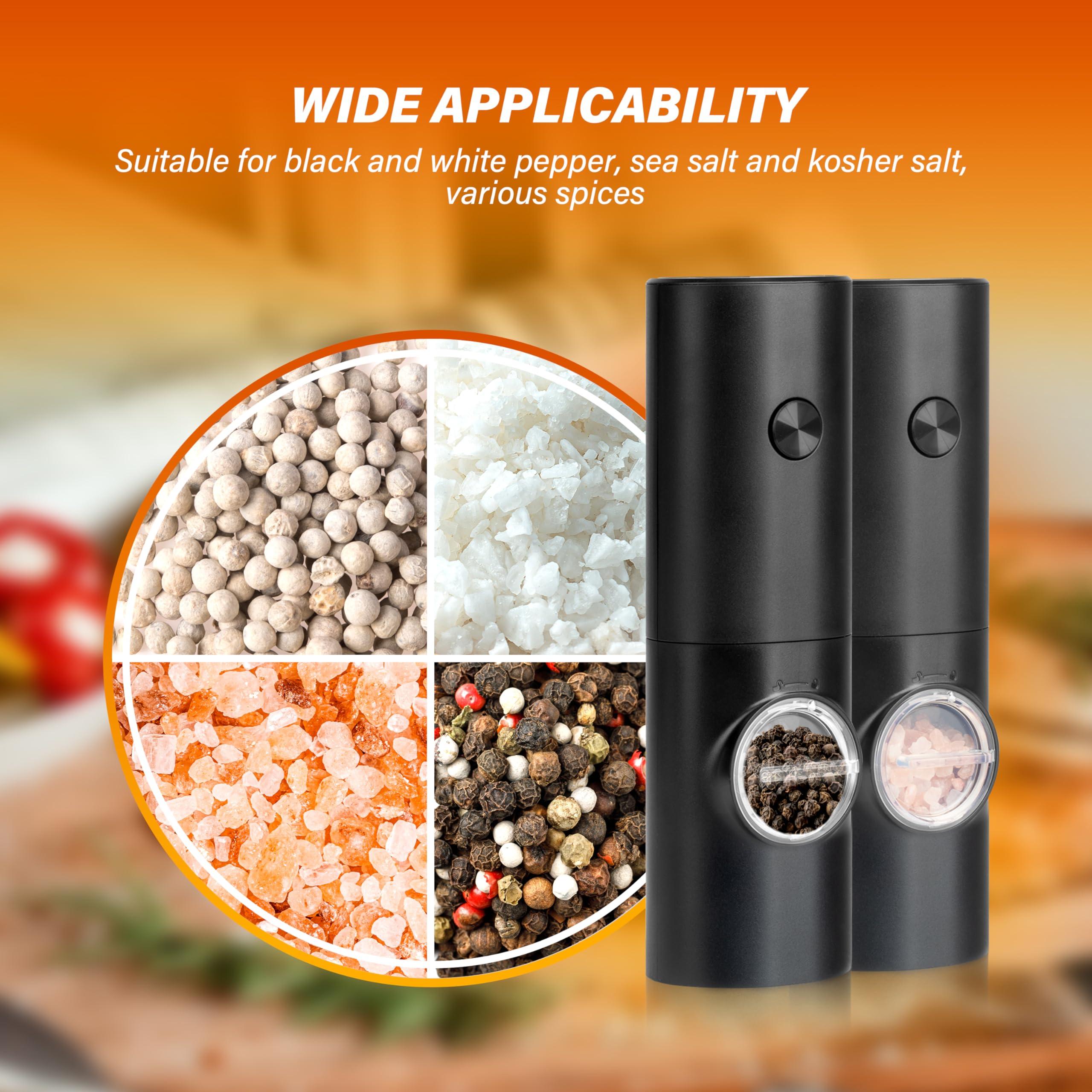 Electric Salt and Pepper Grinder Set (2 Pack), One Hand Adjustable Coarseness, Battery Powered with Stand, Seasoning Tools for Kitchen BBQ - Image 7