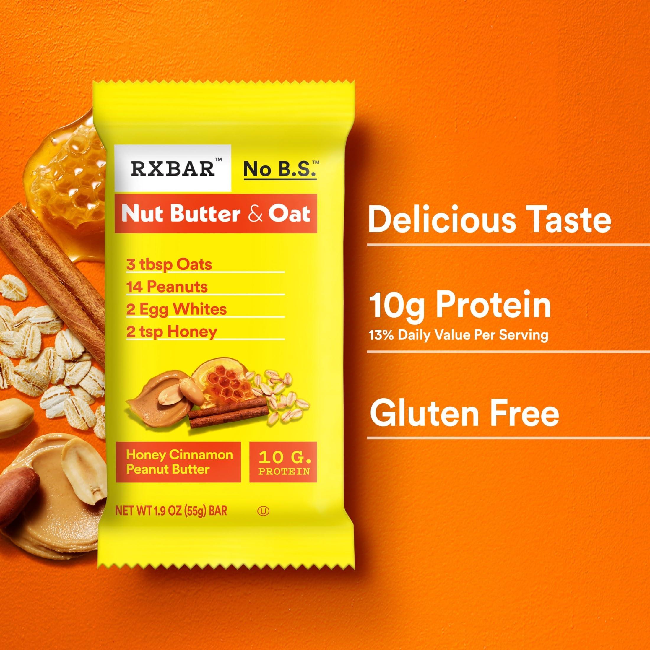 RXBAR Nut Butter and Oat Protein Bars, Protein Snacks, Snack Bars, Honey Cinnamon Peanut Butter, 23.2oz Box (12 Bars) - Image 9
