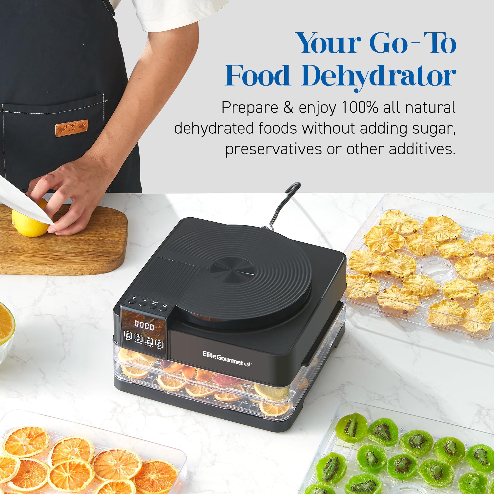 Elite Gourmet EFD422 Digital Food Dehydrator with 5 BPA Free Trays, Top Mounted Fan & Heater, Adjustable Timer and Temperature Controls, Jerky, Herbs, Fruit, Veggies, Snacks, Black - Image 5