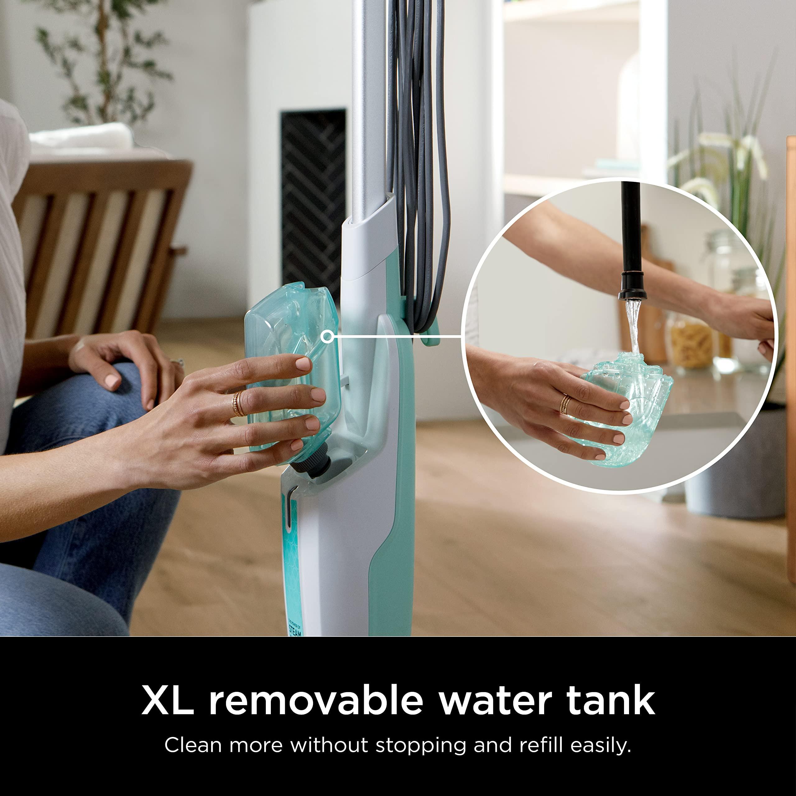 Shark Steam Mop with 2 Machine Washable Dirt Grip Pads, Removable Water Tank, Lightweight, Steam Cleaner for sealed Hard Floors, Marble, Stone, Hardwood, Tile, Laminate, White/Seafoam, S1000 - Image 5