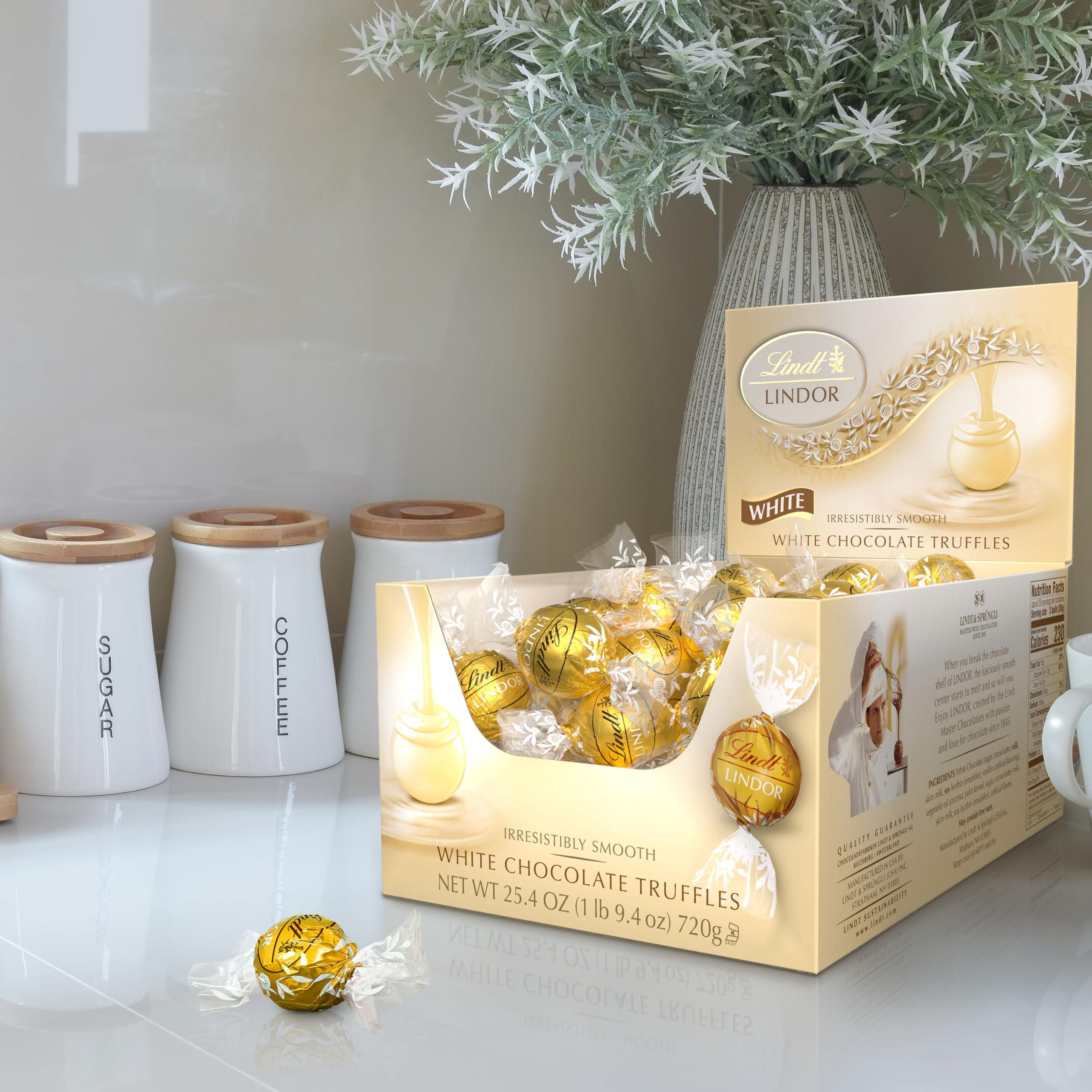 Lindt LINDOR White Chocolate Candy Truffles, White Chocolate Candy with Smooth, Melting Truffle Center, 25.4 oz., 60 Count - Image 2